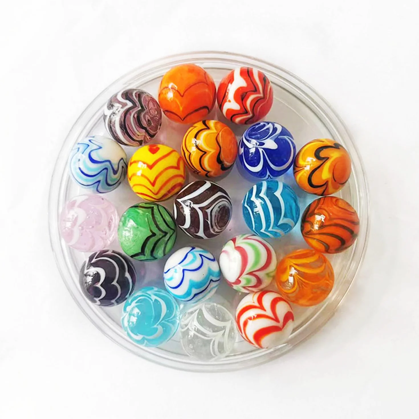 Tokaneit 20 sztuk szklanych kulek, kolorowe kocie oczy, przezroczyste, ręcznie robione szklane kulki, kolorowe kulki, 16 mm szkło dekoracyjne, sport na świeżym powietrzu, wystrój mieszkania, dekoracja