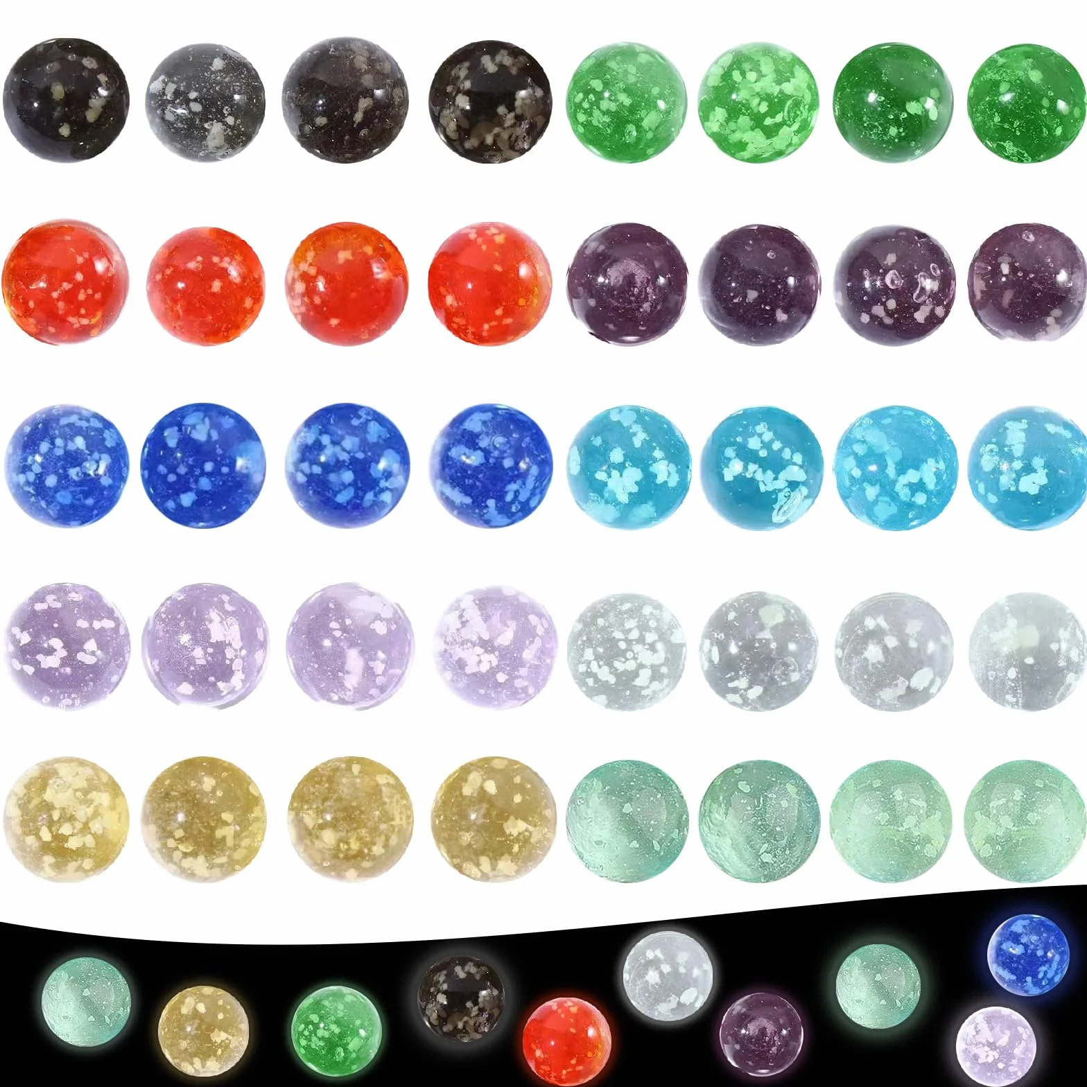 40 sztuk kolorowych szklanych kulek, 16 mm szklane kulki dla dzieci, kulki wyścigowe, gry pinball, dekoracje domu, odpowiednie dla dzieci w wieku od 4 lat (10 kolorów)