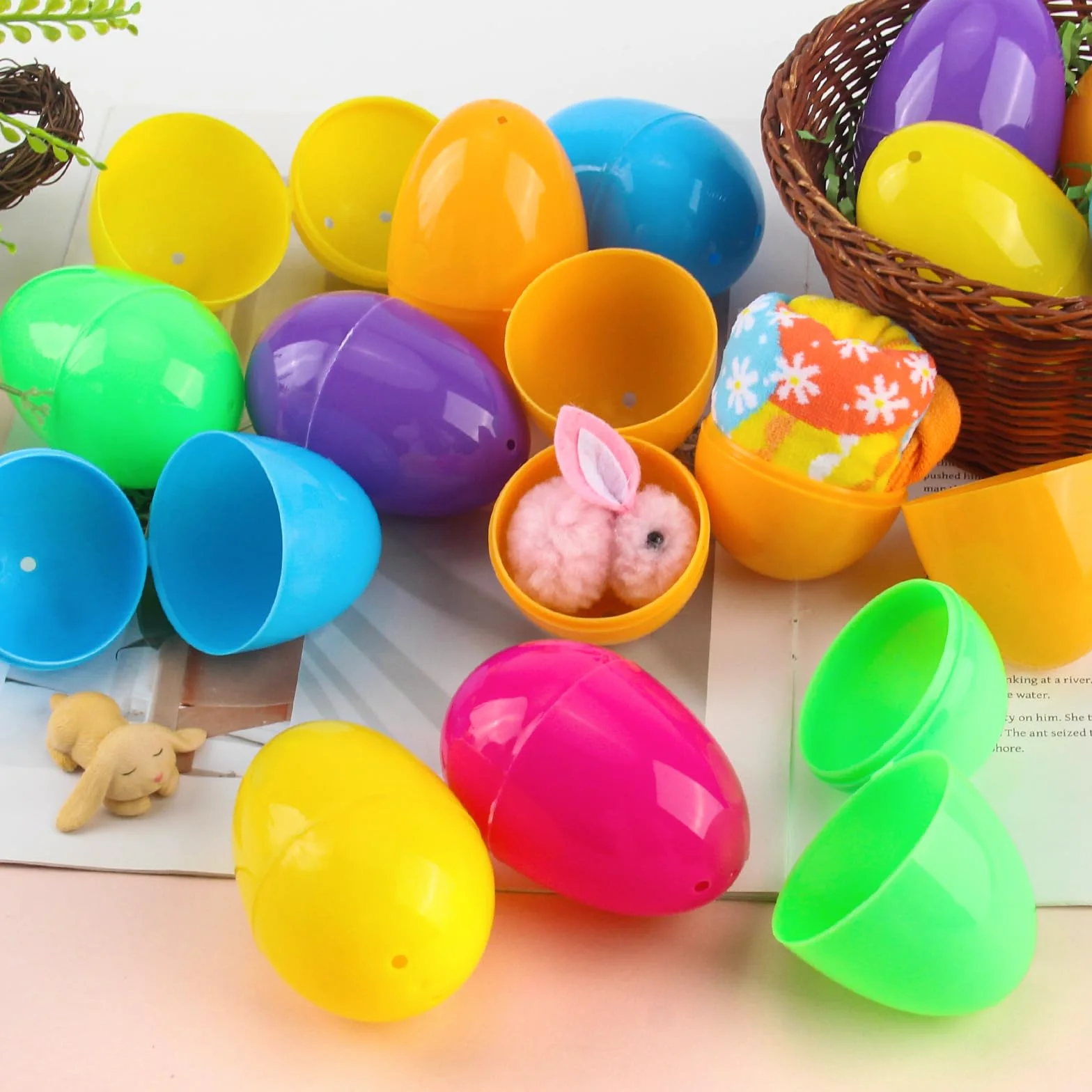 36 sztuk plastikowych jajek wielkanocnych 8 cm, jajka wielkanocne do wypełnienia, kolorowe jajka na Wielkanoc, jajka dekoracyjne do dekoracji wielkanocnej, jajka na potrzeby szkoły, potrzeby na