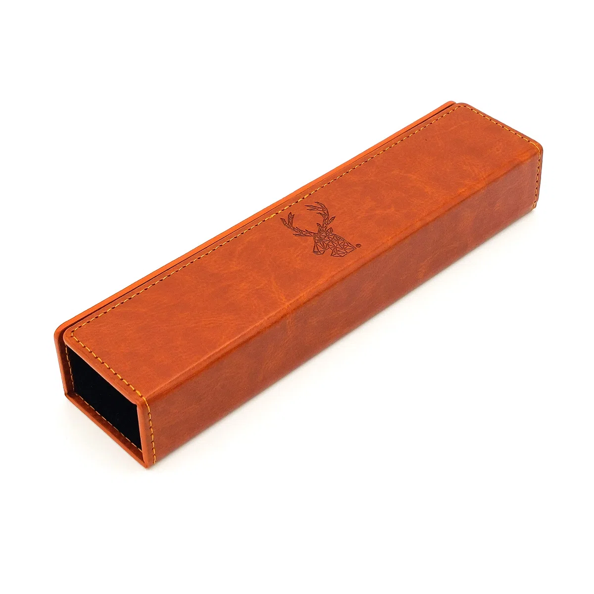 LORE Stylowe skórzane etui na kostki do D&D, Cthulhu, DSA, 7 kości wielościennych, brązowe, minimalistyczne wzornictwo ze sztucznej skóry