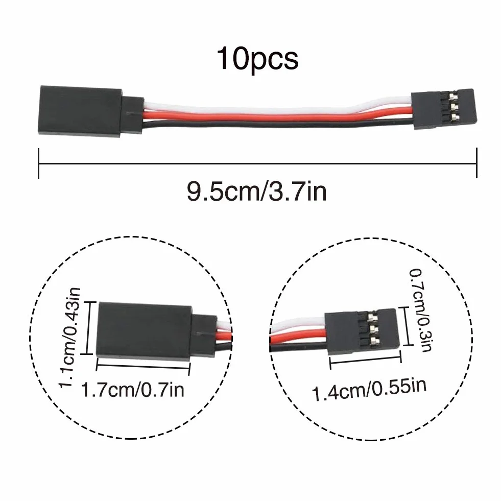 YIXISI 10 Sztuk 75mm Przedłużacz Serwa Przewód, Kable Serwo Typu JR, 3-Pinowy Przedłużacz 22AWG 60 Żył Przewód Męski na Żeński Futaba JR do Zdalnie Sterowanego Samolotu