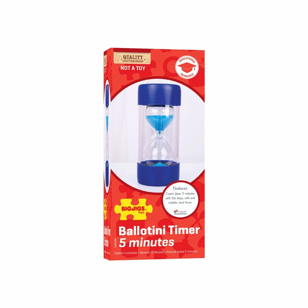 Bigjigs Toys 5 Minute Durable Ballotini Sand Timer Ideal for Home and Educational Purposes - Suitable for all ages