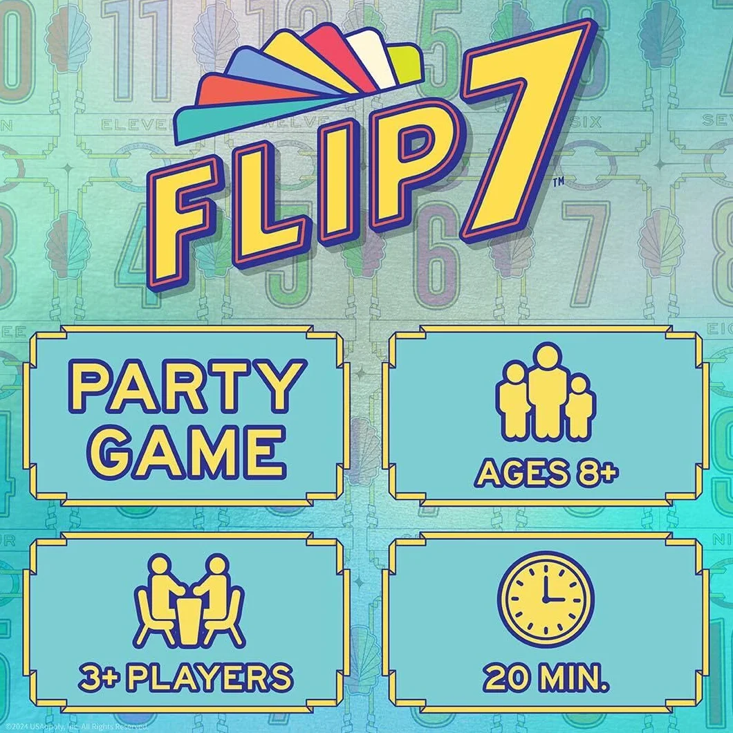 Flip 7™ Gra Karciana | Kompaktowy Rodzinny Zestaw | Połączenie Szczęścia i Strategii | Szybka do Nauczenia | 94 Karty | Zasady w Języku Angielskim