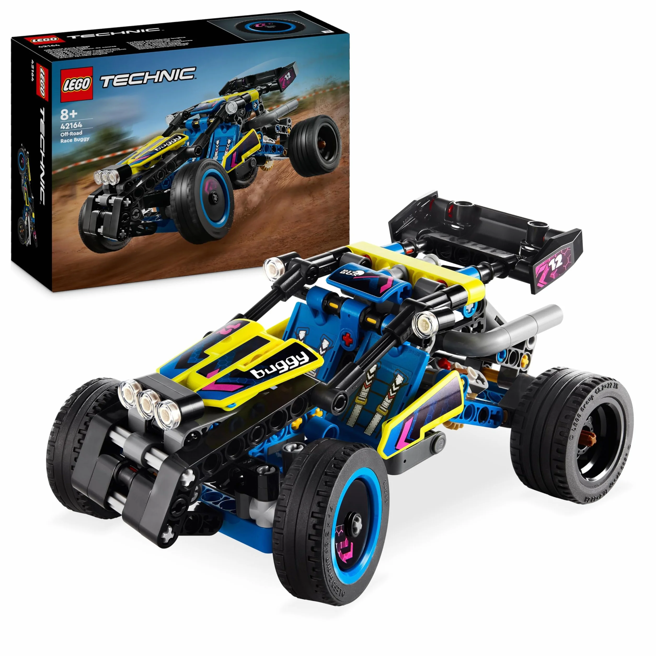LEGO Technic Wyścigowy łazik terenowy 42164; pojazd dla chłopców i dziewczynek w wieku od ośmiu lat, którzy lubią wyścigi