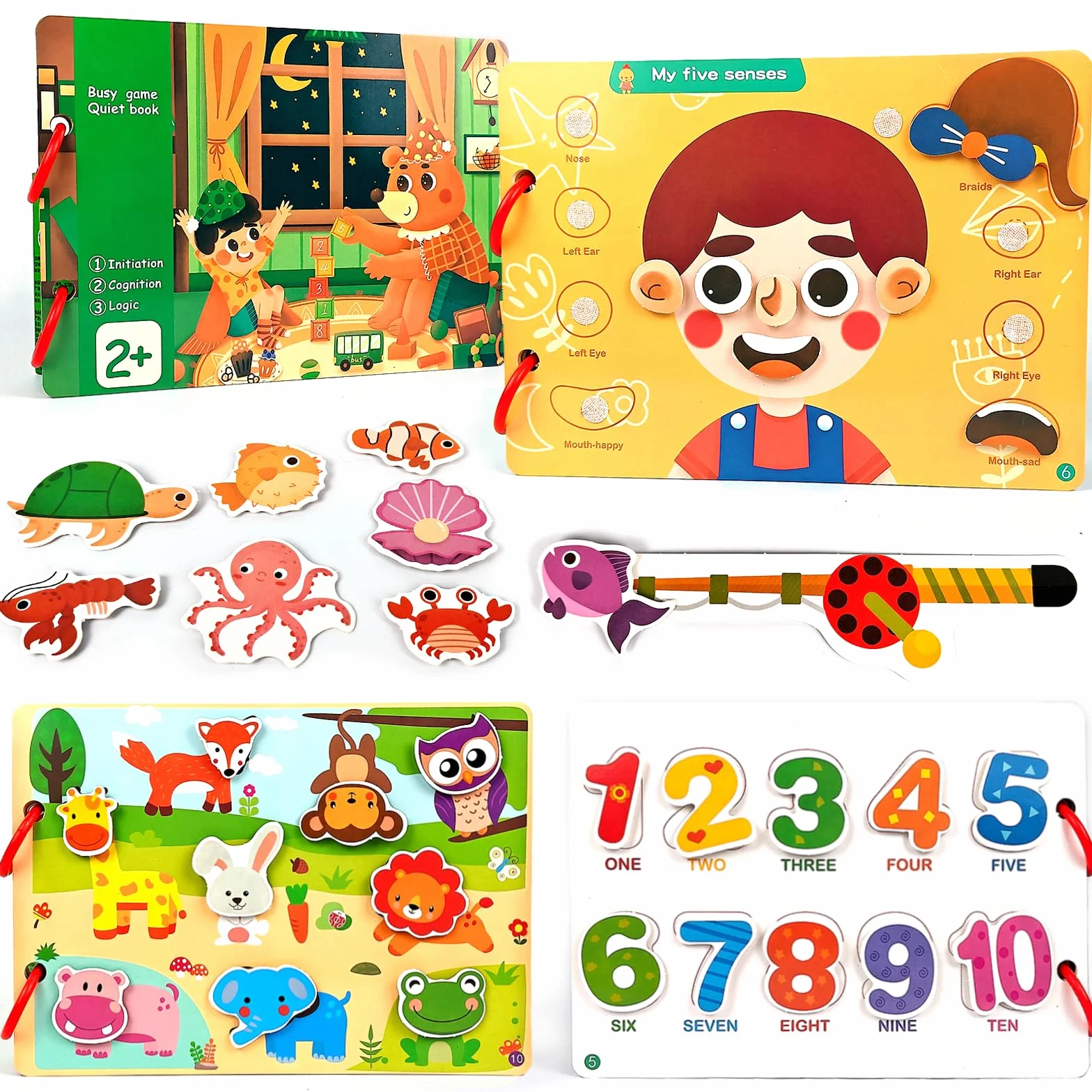 Montessori Busy Book od 1 2 3 4 5 lat dla małych dzieci, Busy Board Quiet Book zabawki sensoryczne dla niemowląt, Activity Board zabawka motoryczna, prezenty urodzinowe dla chłopców i