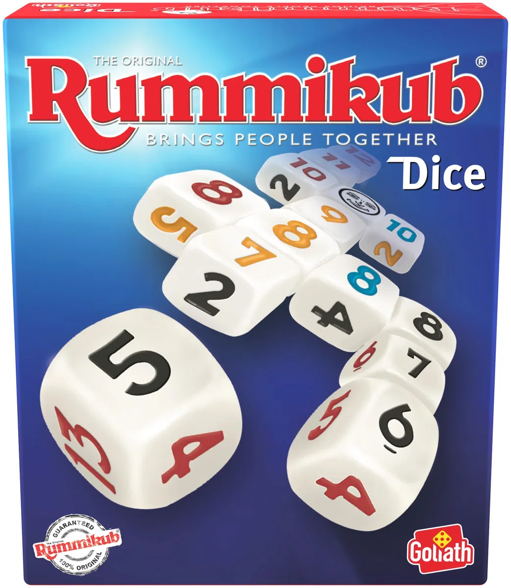 Rummikub Dice, gra towarzyska dla dzieci od 7 lat, gra w kości dla 2 graczy, gra rodzinna na wieczory gier