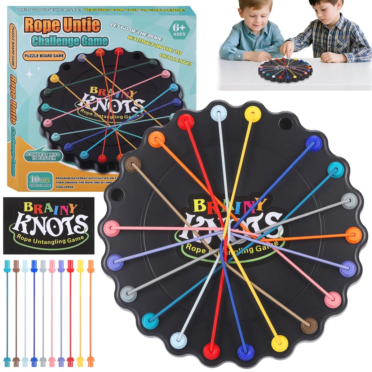 Fentar Brainy Knots Game, Twisted Rope Puzzle Game, Brain Games Strategy Challenge Toy, Przenośne IQ Puzzle Gry planszowe dla dzieci i dorosłych Wakacje Impreza Podróże