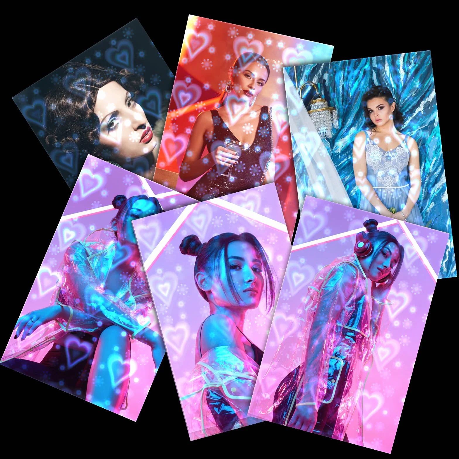 100 sztuk laserowych rękawów na karty, 61 x 88 mm, Photocard Soft Sleeves, etui na karty, przezroczysta folia ochronna na karty fotograficzne, etui na karty kolekcjonerskie (serce)