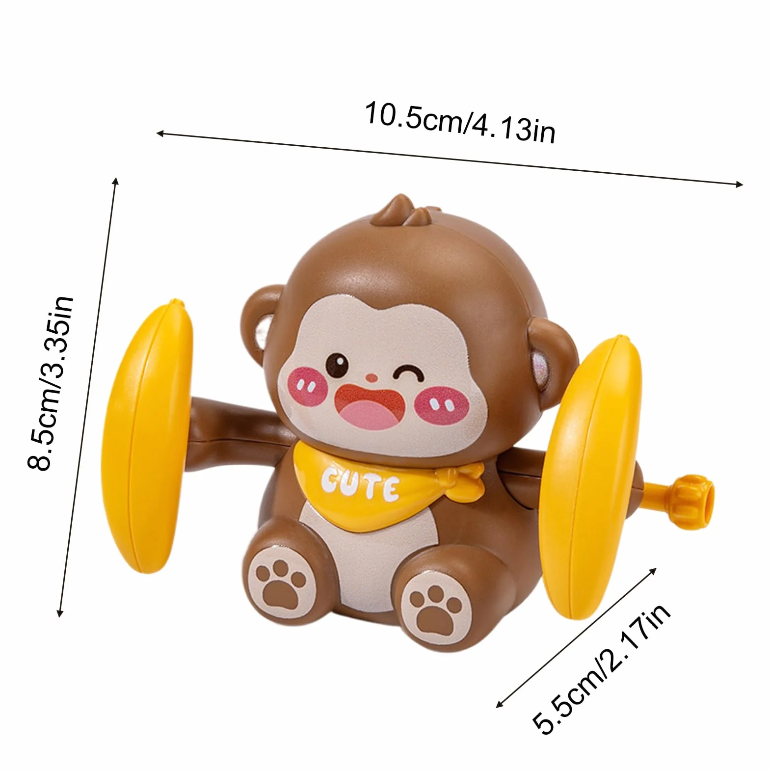 Monkey Wind Up - Toy for Birthday Surprises, Interactive Battery Free Clockwork Windup Animal performing Flipping Action Trick Figure with Mechanical Turn Key Plaything Entertainment Gift for Kids Toy