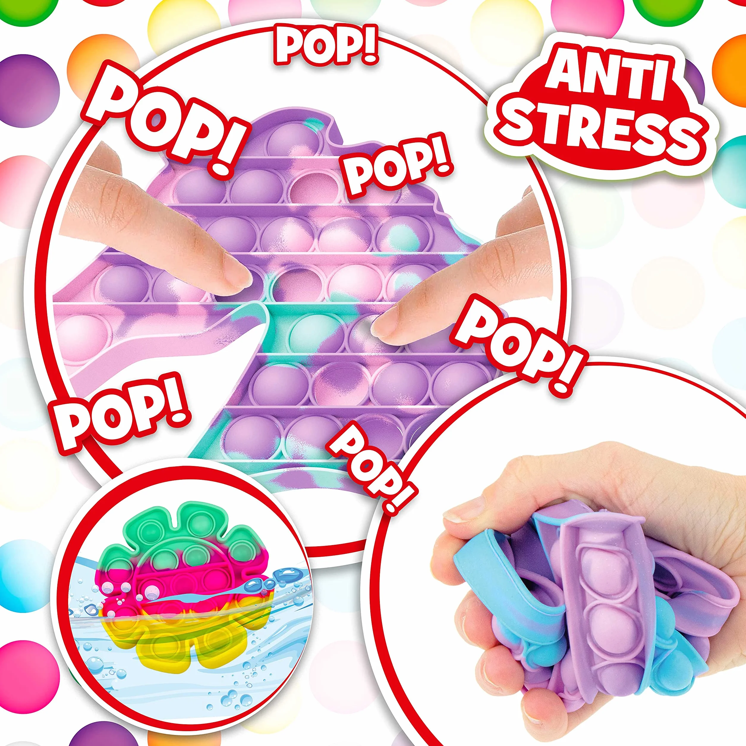 CRAZE PressNPop Press N POP Girly Cupcake Fidget Toy sensoryczna zabawka antystresowa dla dzieci dorosłych zestaw Bubble kolorowe motywy 37072, piękne kombinacje kolorów