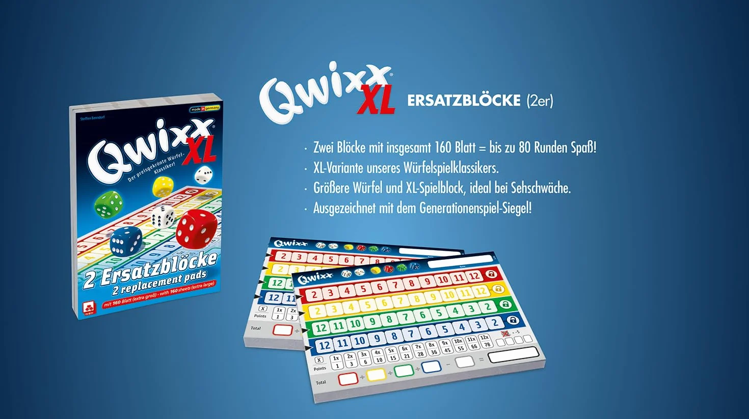 Qwixx XL - Ersatzblöcke (2er)