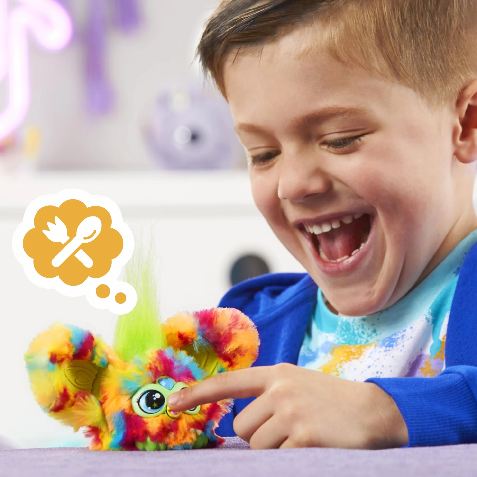 Furby Furblets Pix-Elle Gamer Furbiś|Mała pluszowa zabawka elektroniczna dla dzieci|Interaktywna Muzyczna Maskotka z Dźwiękami z Gier|Z breloczkiem|Prezent dla 6-latki, dla dziewczynek i chłopców