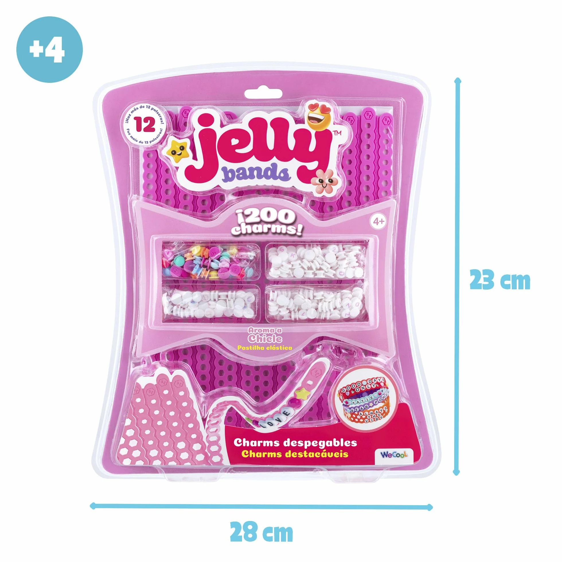 Bizak Jelly Bands Guma do żucia, zestaw zapachowych bransoletek do tworzenia i dopasowywania, zawiera zawieszki 3D i charmsy, słodki zapach i różowy, od 4 lat (63335564-6)