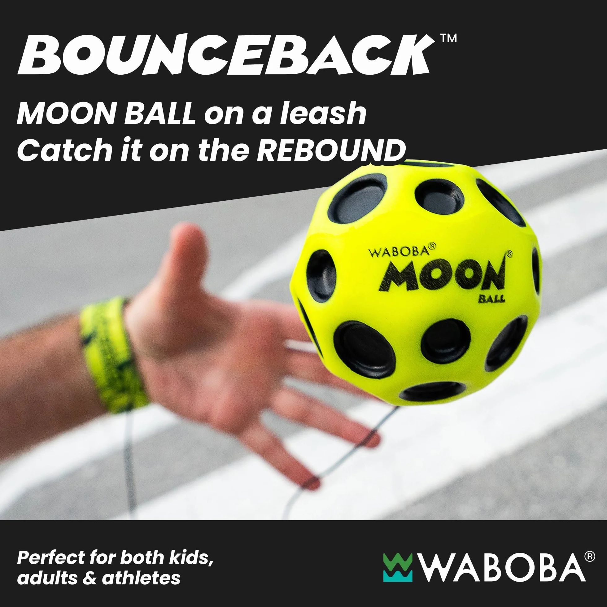 Waboba Bounceback x Returning Moon Ball - łatwy do uchwycenia, żółty - (60 mm), rozmiar uniwersalny