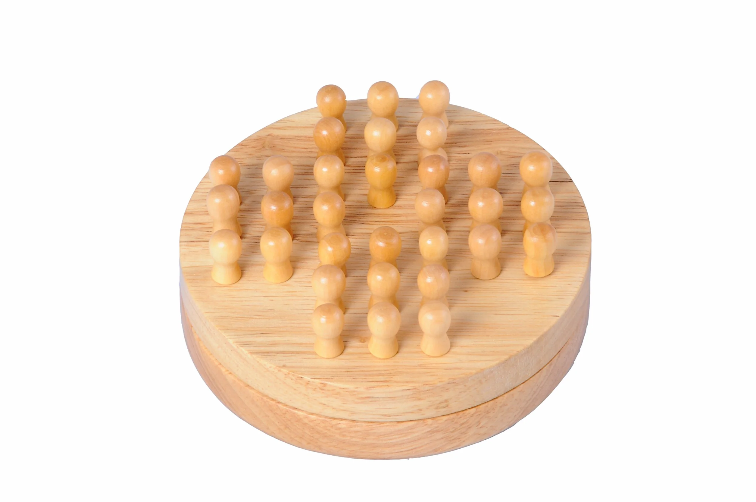 Engelhart – 200117 – Podróżna gra samotnik – drewniana plansza – średnica 12 cm – gra logiczna – kompaktowa – 1 gracz – 6+