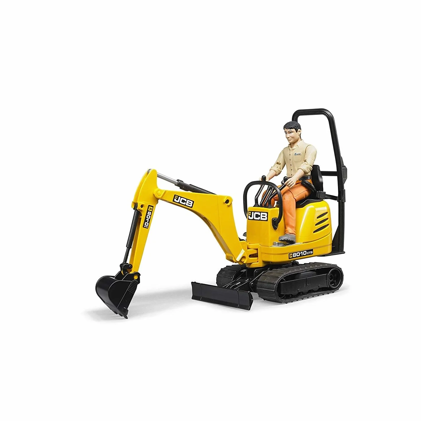 bruder 62002 - JCB mikrokoparka 8010 Cts z pracownikami budowlanymi - 1:16 pojazd budowlany koparka z łyżeczkami minikoparka robotnik bworld maszyna budowlana figurka zabawkowa