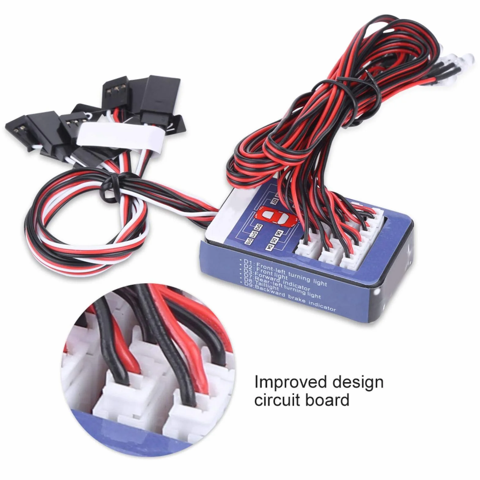 Tbest zestaw oświetlenia LED, zestaw oświetlenia 12 LED Symulacja migających świateł dla 1/10 1/8 RC Car / Truck / Crawler
