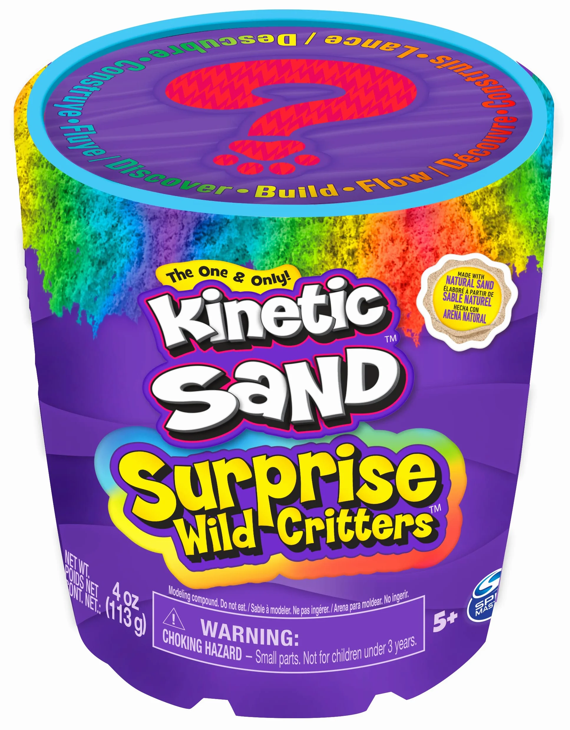 Kinetic Sand Surprise - 113 g kolorowy magiczny piasek kinetyczny ze Szwecji z figurką zwierzęcą i akcesoriami do kreatywnej zabawy w pomieszczeniach, dla dzieci od 3 lat