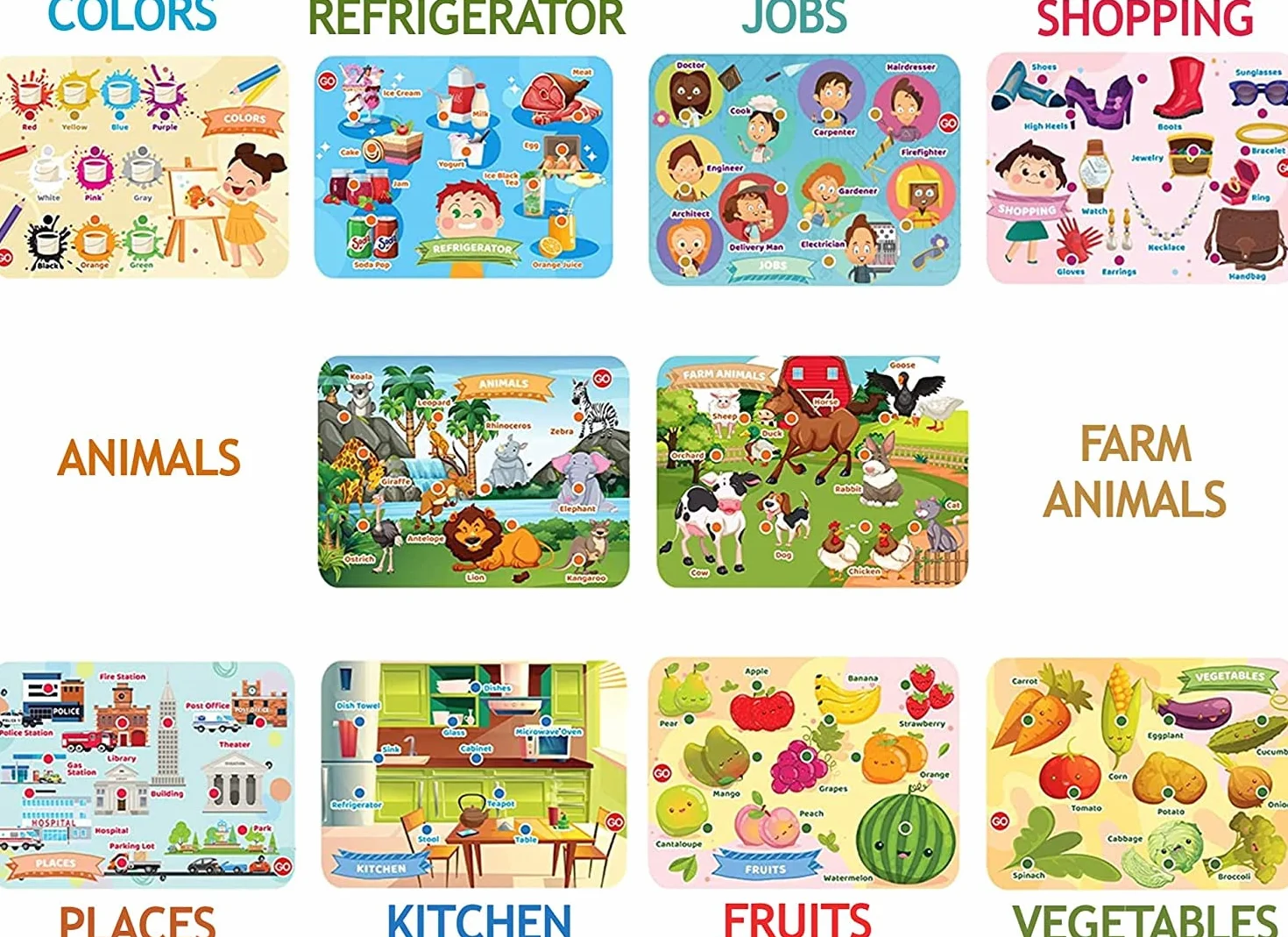 Boxiki Kids Pad do nauki języka angielskiego z 10 kartami i grą planszową, inteligentny tablet dla dzieci z dotykiem i funkcją nauki