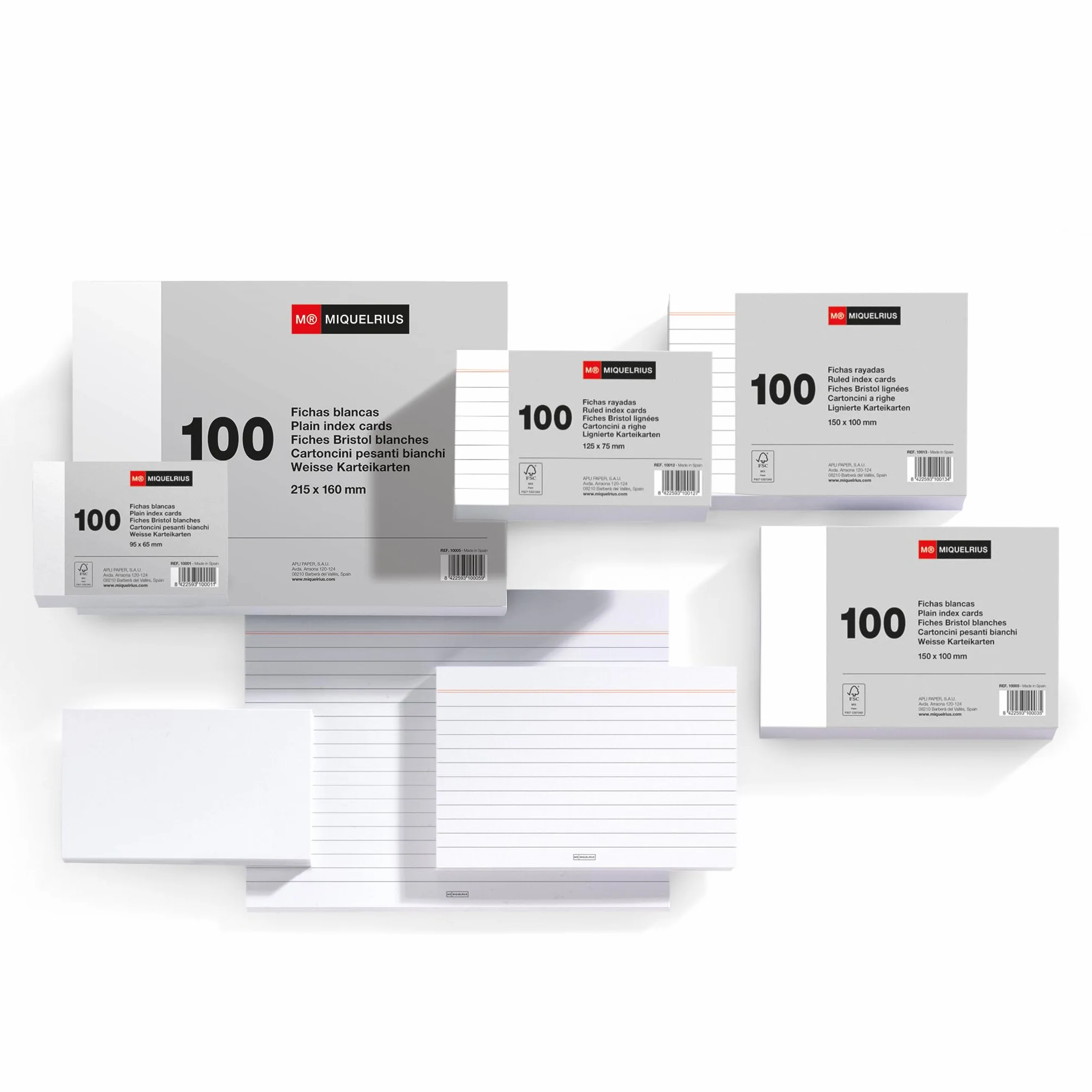 Miquelrius - Kartki kartonowe 200 g/m², karty do nauki i przygotowania do opozycji, opakowanie 200 gładkich kartek do notatek, rozmiar 150 x 100 mm, fiszki do szkoły, materiały biurowe