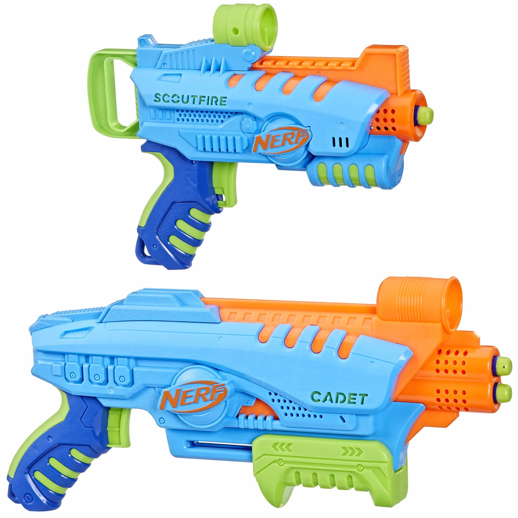 Nerf Elite Junior Ultimate zestaw startowy, 2 Easy-Play Blaster, 15 Nerf Elite, zabawka outdoorowa dla dzieci od 6 lat