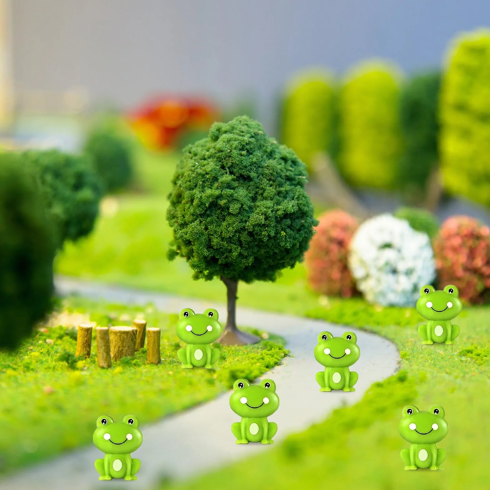 Zielone plastikowe żaby, 100 szt., mini figurki do ogrodu, zielone, do akwarium, ogrodu