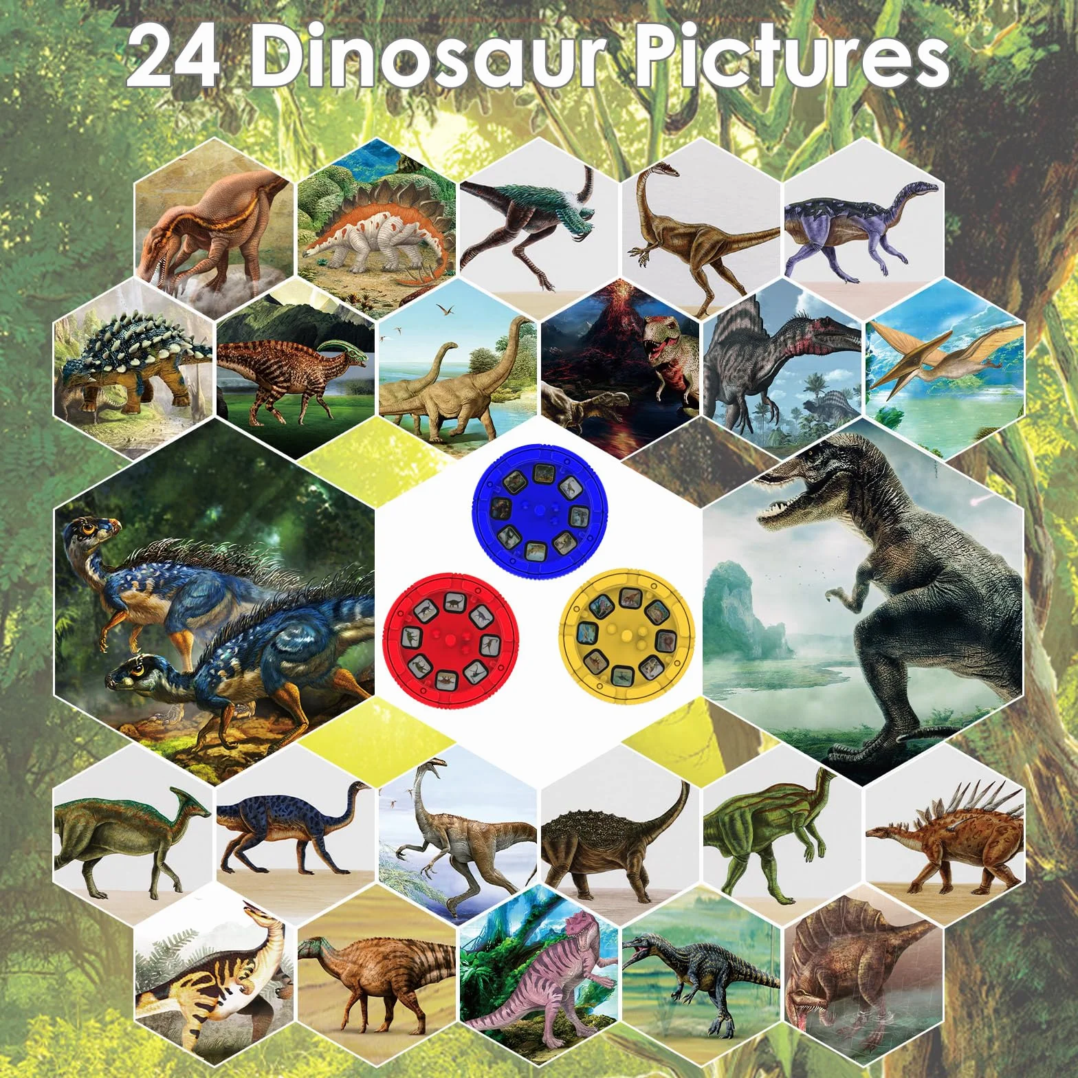 Pup Go Latarka i projektor dinozaur z 3 dyskami 24 obrazami, latarka historyczna dla dzieci, chłopców i dziewcząt, 3 lata