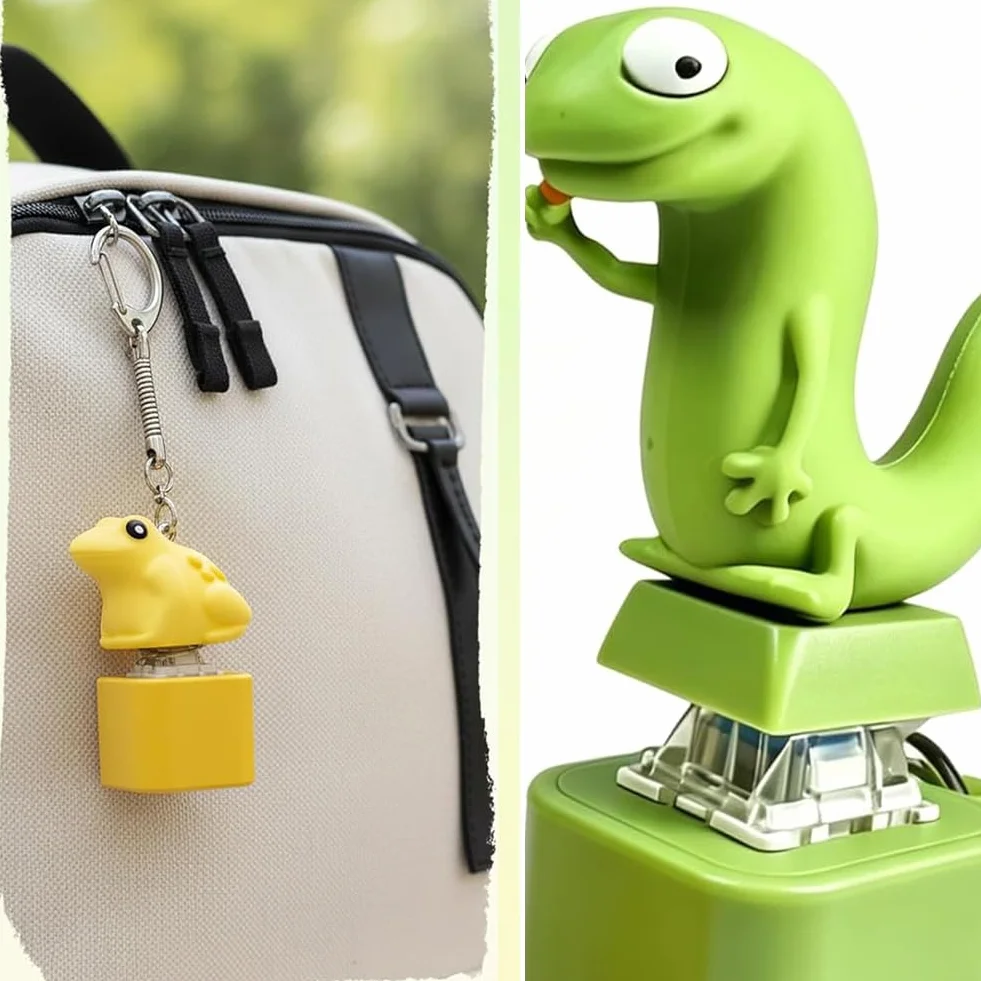 Quacking Jaszczurka Keychain, 2 sztuki żaba Quacking Fidget Toy, jaszczurka Fidget żaba, brelok Fidget, dla młodzieży, dzieci, pracy, szkoły