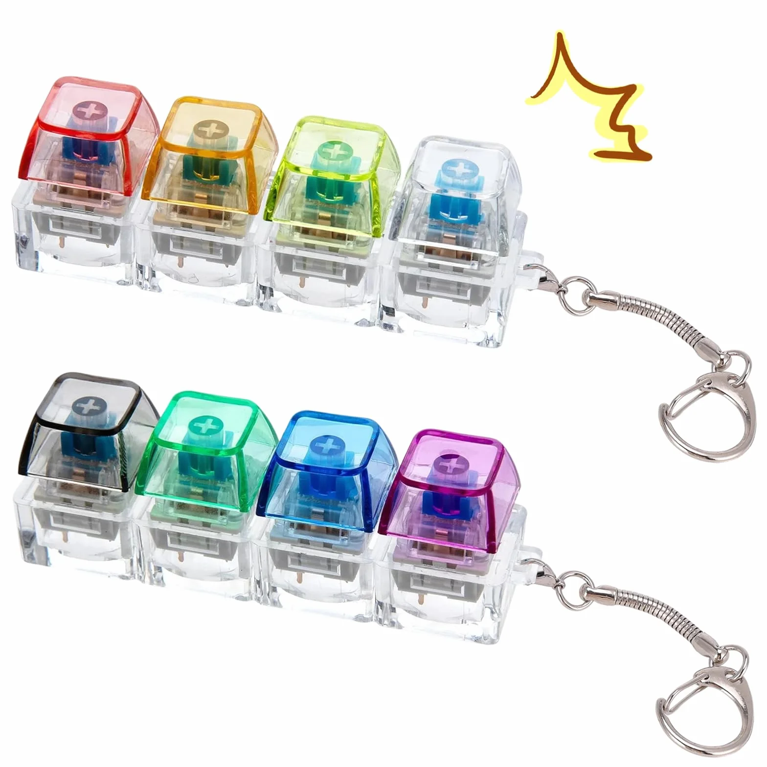 Zestaw 2 sztuk fidget toys dla dorosłych, fidget toys klawiatura Fidget Toy Keychain Keychain, redukcja stresu, dla dorosłych, kliker, klawiatura, breloczek do kluczy