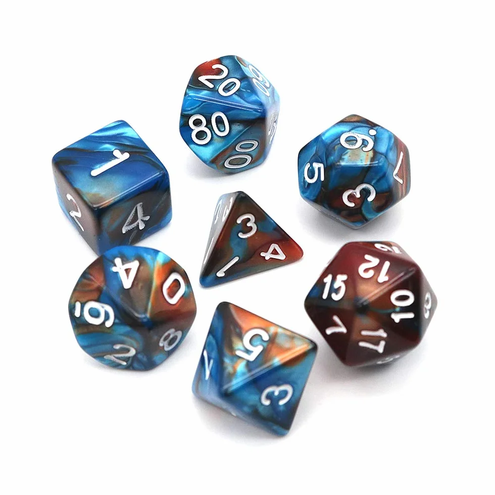 DollaTek Polyhedral Dice zestaw do gry sto?owej, kostka, 3 zestawy kostek 3 x 7 (21 sztuk), seria D20, D12, D10, D8, D6, D4, DND, kostka, DND, RPG, MTG, dwucz??ciowa (zielona i z?ota)