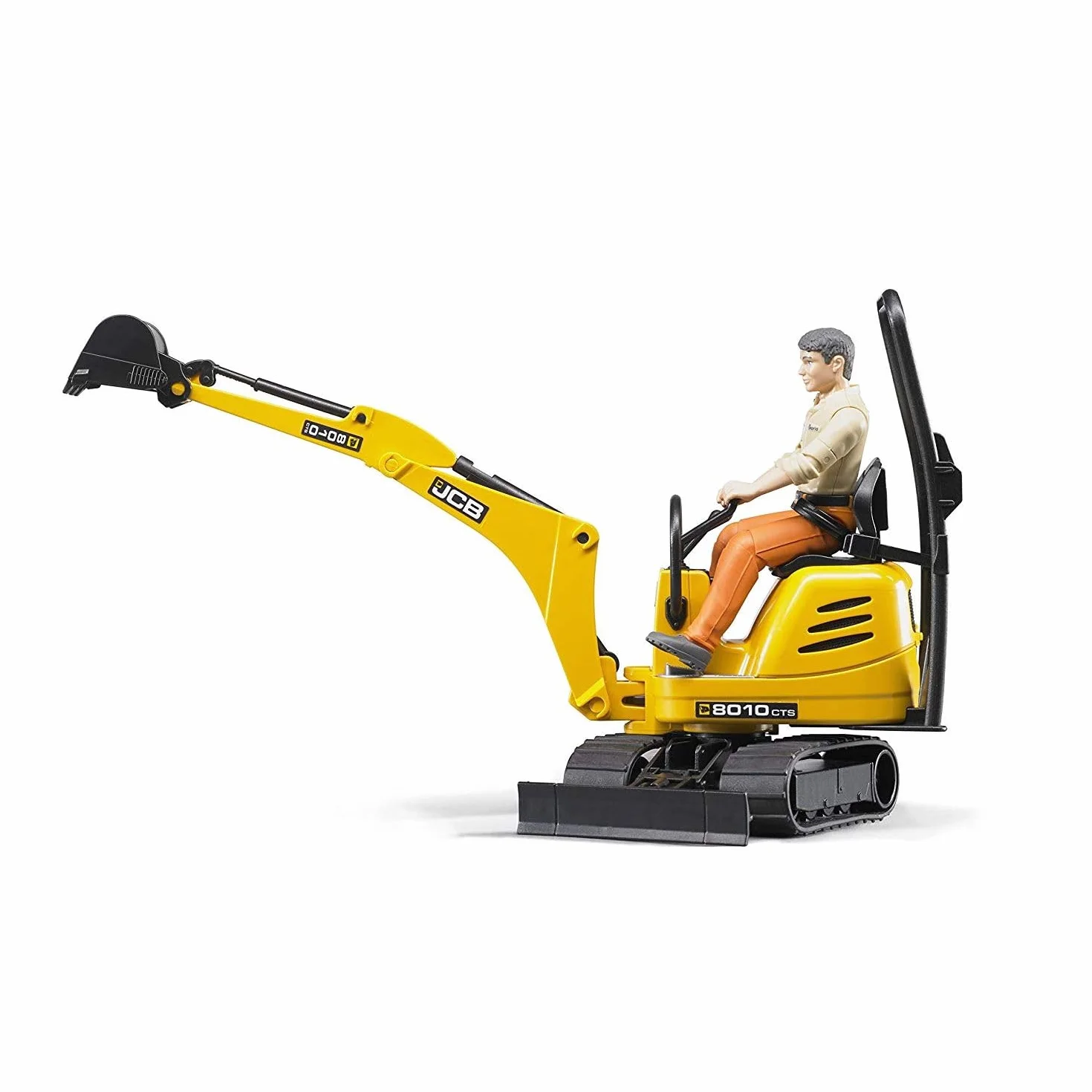 bruder 62002 - JCB mikrokoparka 8010 Cts z pracownikami budowlanymi - 1:16 pojazd budowlany koparka z łyżeczkami minikoparka robotnik bworld maszyna budowlana figurka zabawkowa