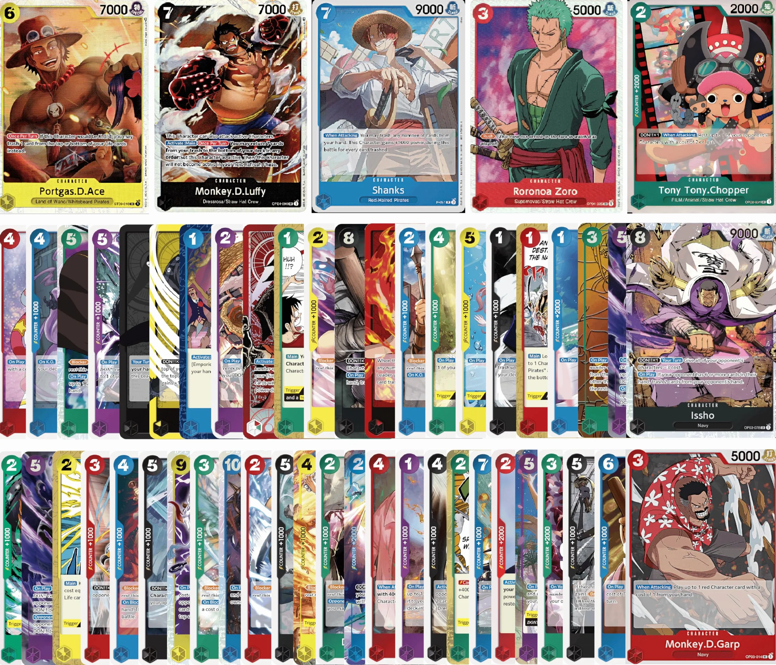 One Piece Card Game - 50 różnych kart One Piece, w tym 5 gwarantowanych kart Holo - Angielski