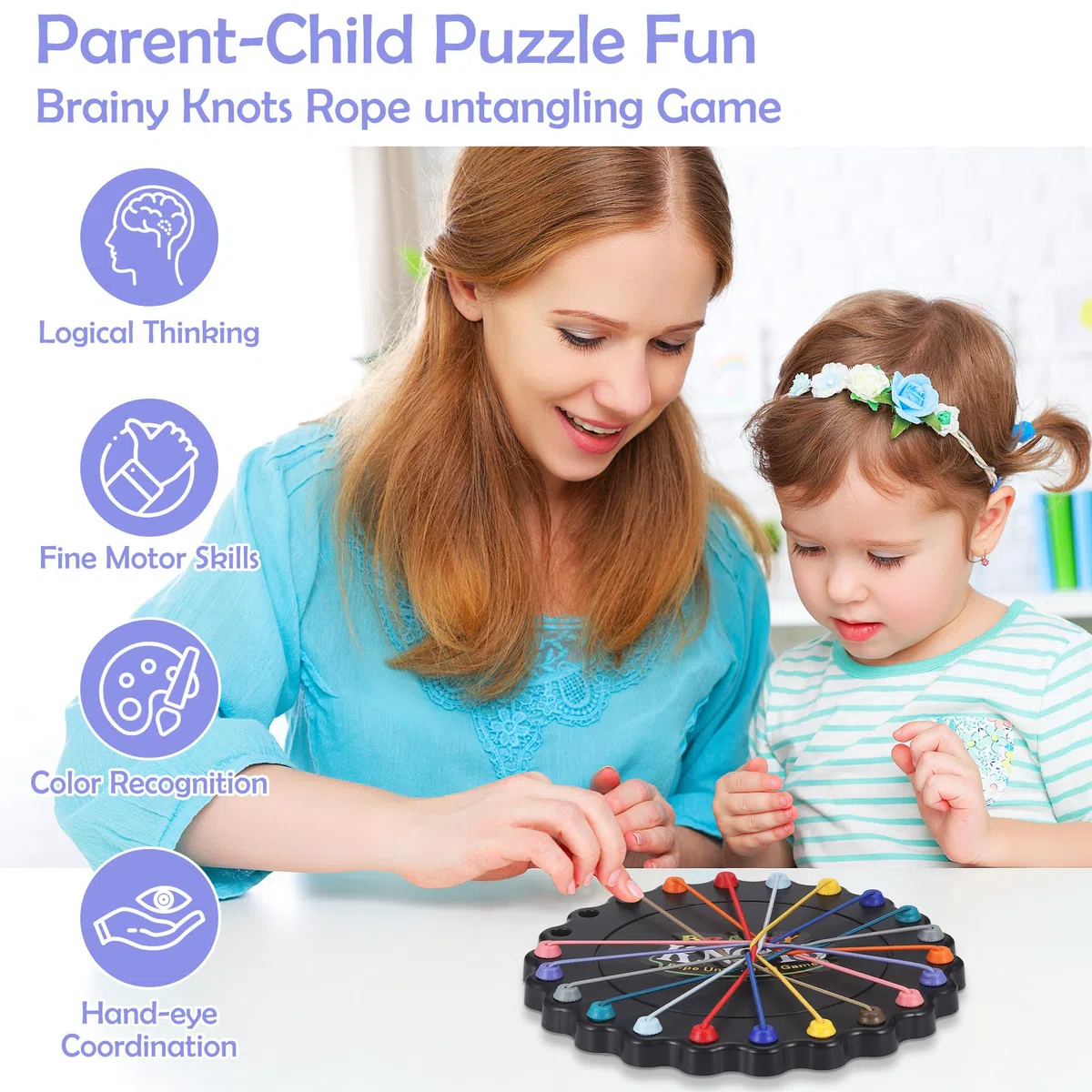 Fentar Brainy Knots Game, Twisted Rope Puzzle Game, Brain Games Strategy Challenge Toy, Przenośne IQ Puzzle Gry planszowe dla dzieci i dorosłych Wakacje Impreza Podróże