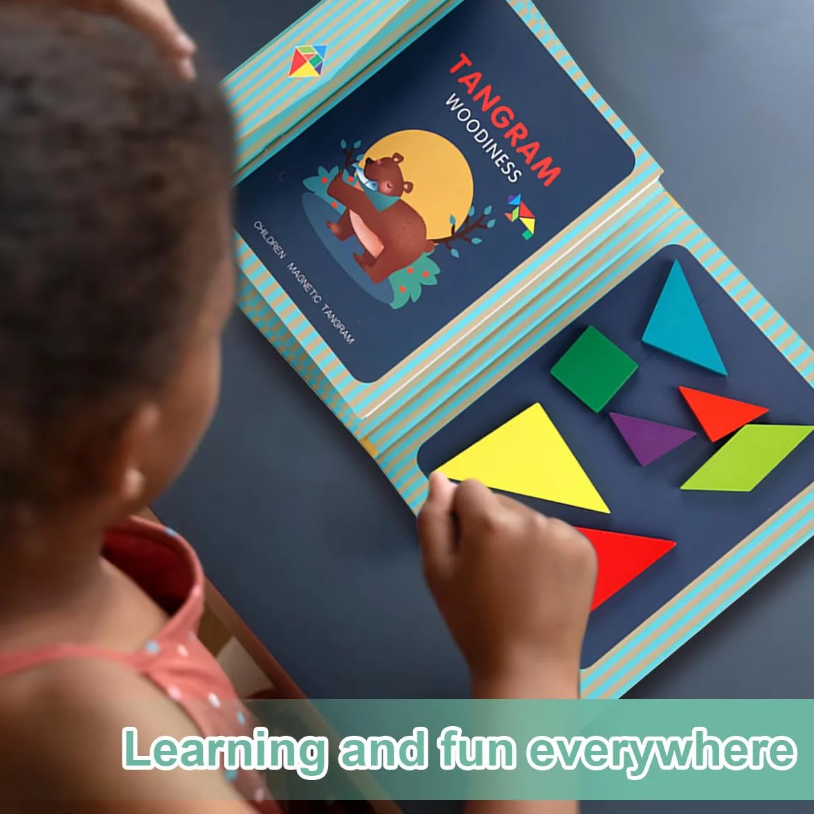 Magnetyczny Tangram, drewniane puzzle w kształcie tangrama, zabawka edukacyjna dla dzieci w wieku od 3 lat.