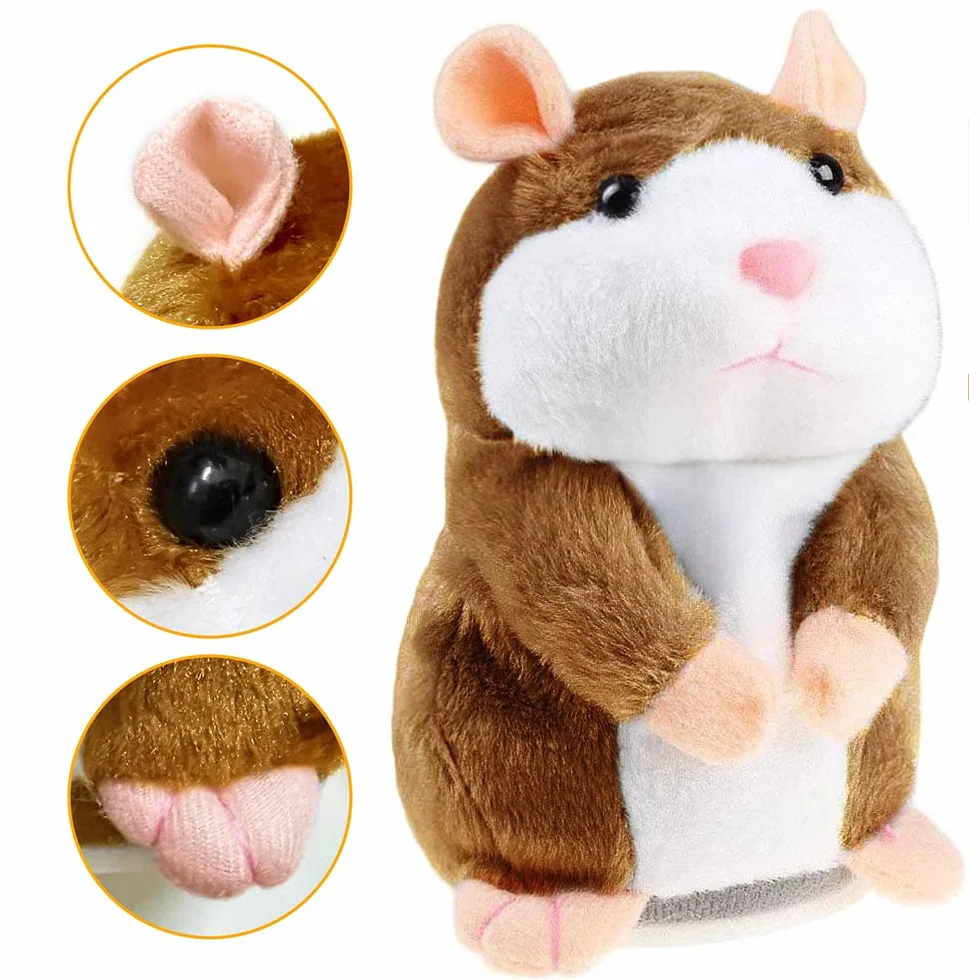 Eocolz Talking Hamster Repeats What You Say Mimikra, zwierzak, pluszowy kumpel, elektroniczna mysz, interaktywna zabawka, zabawna, wypchane zabawki dla dzieci, wczesna nauka dla dziewczynki i chłopca