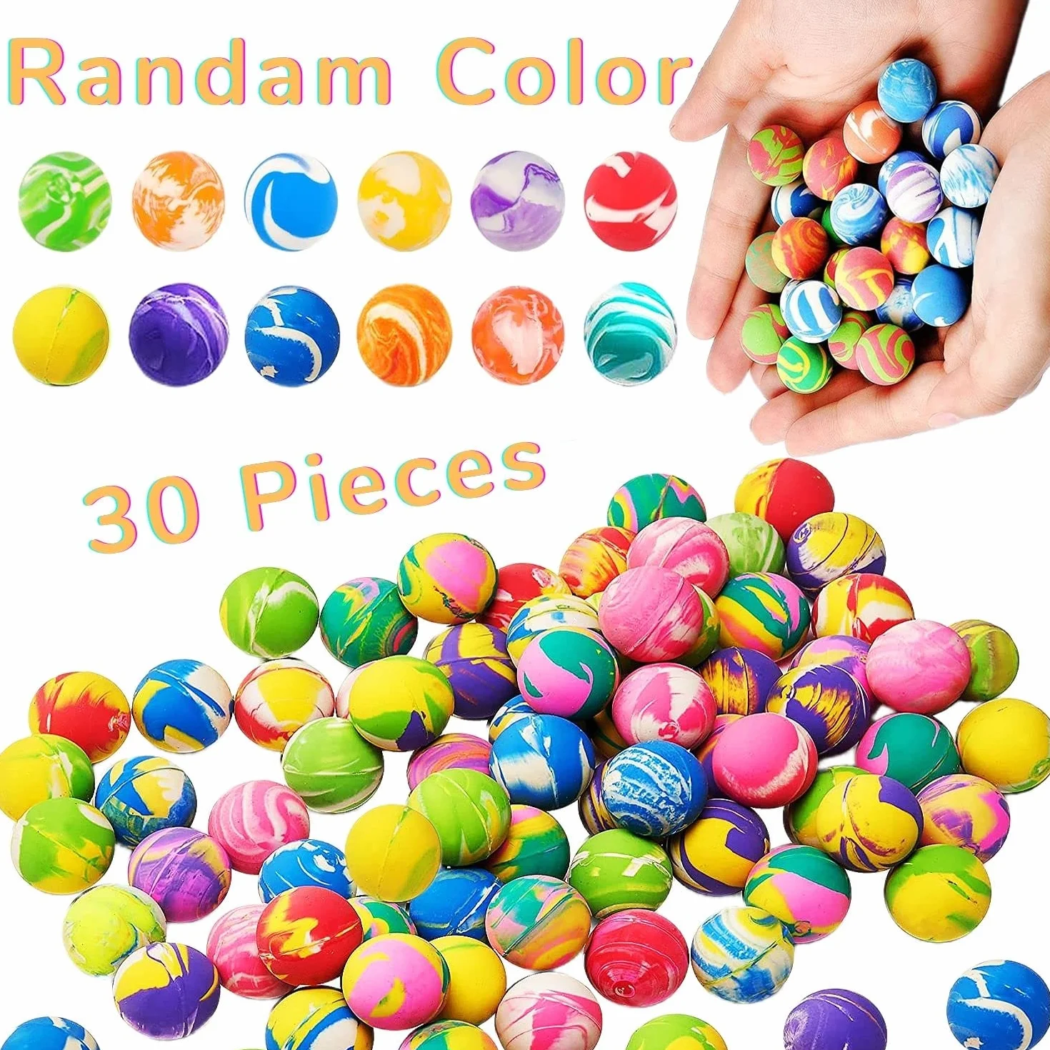 Flummis, 30 sztuk gumowych piłek Flummis, 20 mm, różne kolory, piłki do skakania i na urodziny dziecka, gumowe piłki, prezenty dla gości