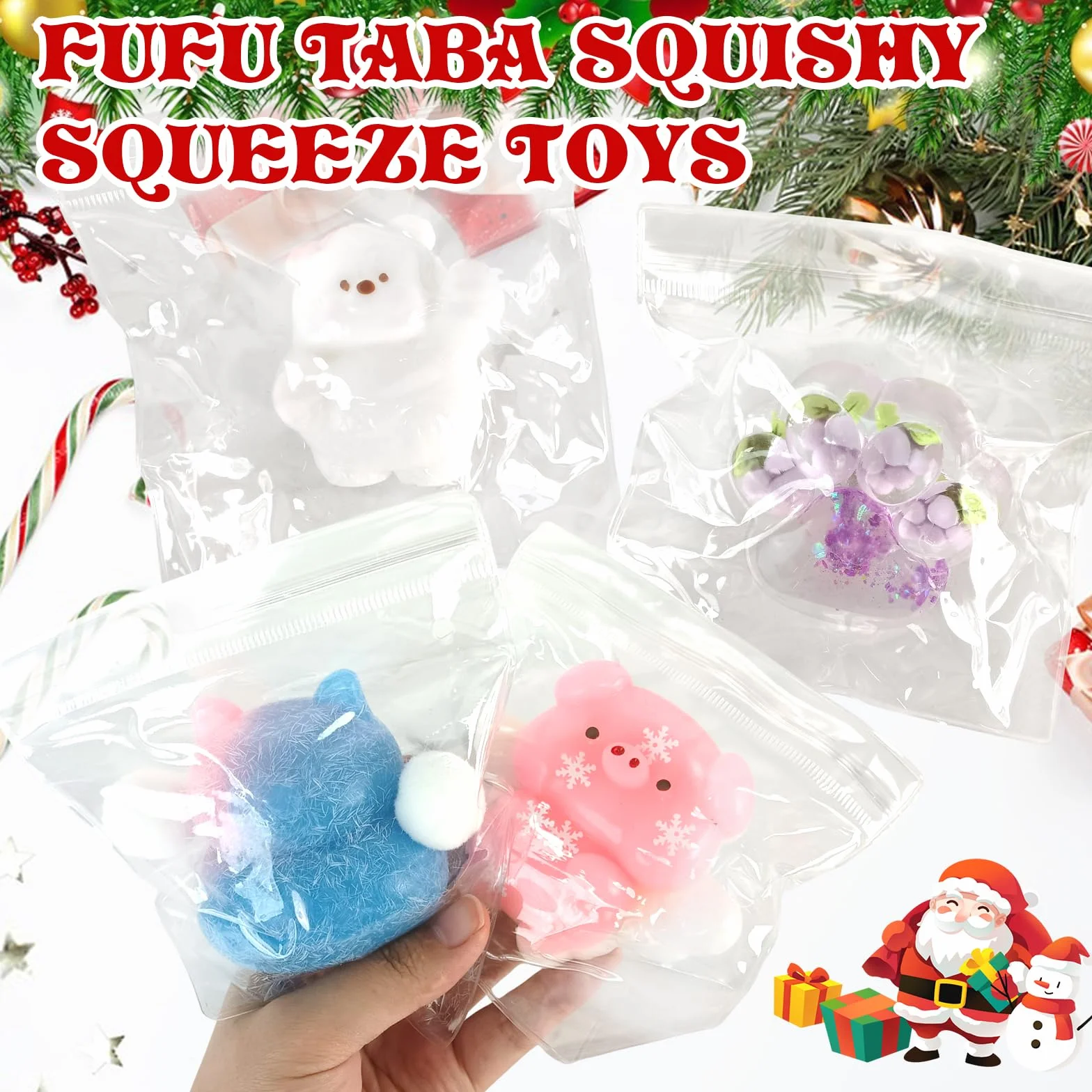 Zestaw 4 szt. Taba Squishy Fufu Squishy Squishy, antystresowe zabawki Fidget zabawki sensoryczne wyciskanie zabawki prezenty na urodziny Boże Narodzenie upominki na przyjęcia