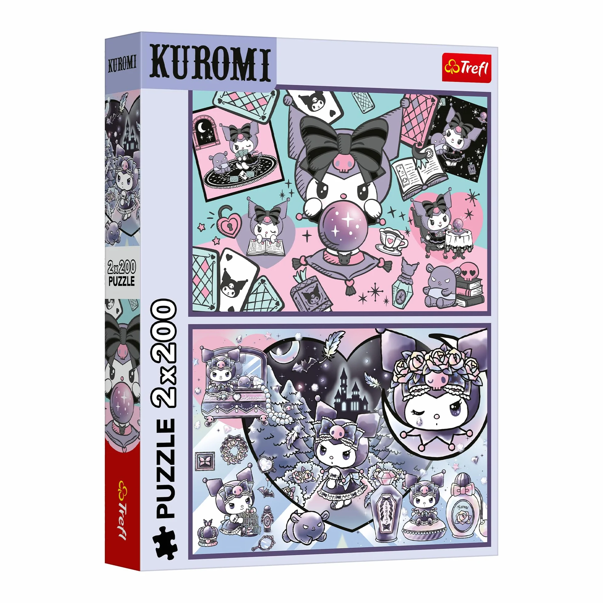 Trefl - Puzzle 2w1: Kuromi, Psoty Kuromi - 2 x 200 Elementów - Zestaw Dwóch Układanek dla Nastolatków