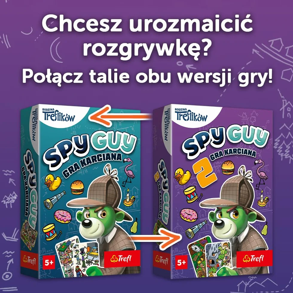 Trefl - Spy Guy 2 Gra Karciana - Kooperacyjna Gra Obserwacyjna, Kieszonkowa Gra Rodzinna, Szukanie Poszlak, dla Dorosłych i Dzieci od 5 lat