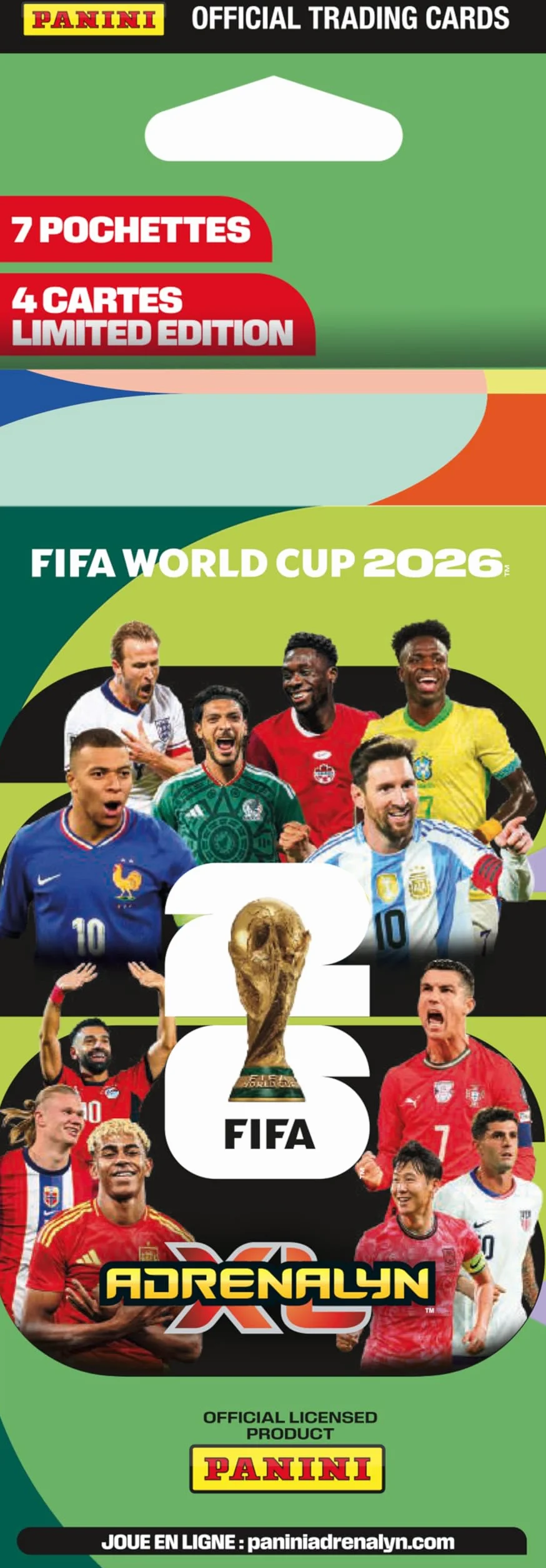 Panini Mistrzostwa Świata FIFA 2026 Trading Cards Game Blister 7 kieszeni + 4 karty z limitowanej edycji