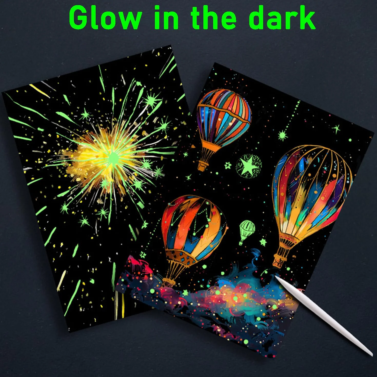 Georgie Porgy Zestaw obrazków do zdrapywania DIY zestawy rękodzielnicze dla dzieci i dorosłych, Magic Rainbow A4, papier do zdrapywania na Boże Narodzenie, prezent urodzinowy, z zestawem narzędzi do