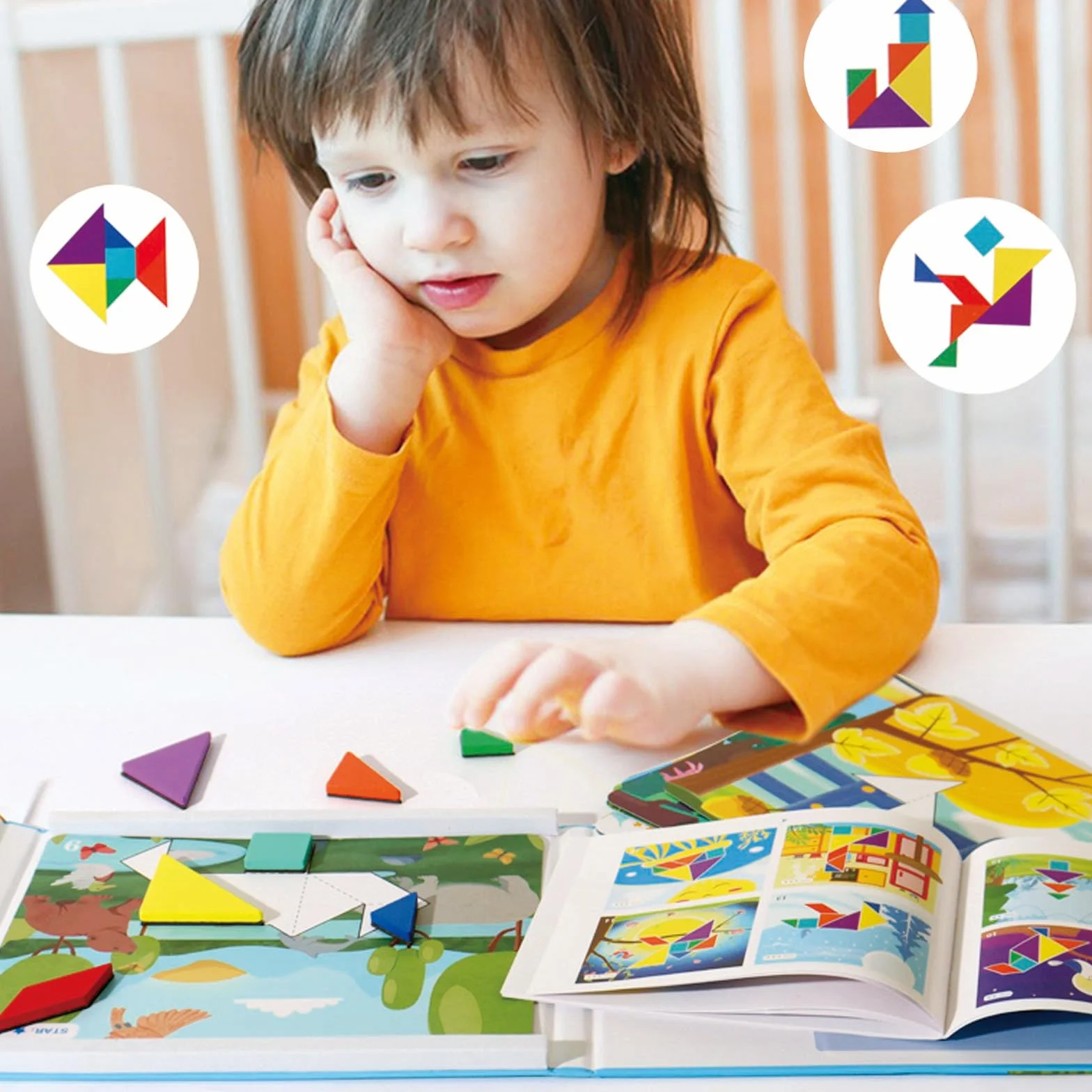 Zabawka Montessori 1 2 3 Lata, Tangram Magnetyczny, Magnetyczna Układanka, Gry Edukacyjne od 3 Lat, Drewniana Zabawka od 1 Roku, Prezent dla Dzieci 1–3 Lata Chłopcy Dziewczynki