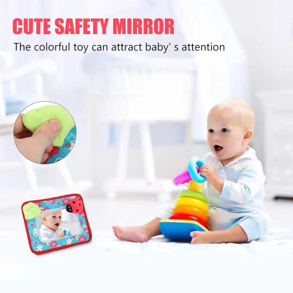 Crib and Floor Activity Mirror Toy, Safe Ring-Down Baby Cognitive Mirror Stroller Hanging Toy