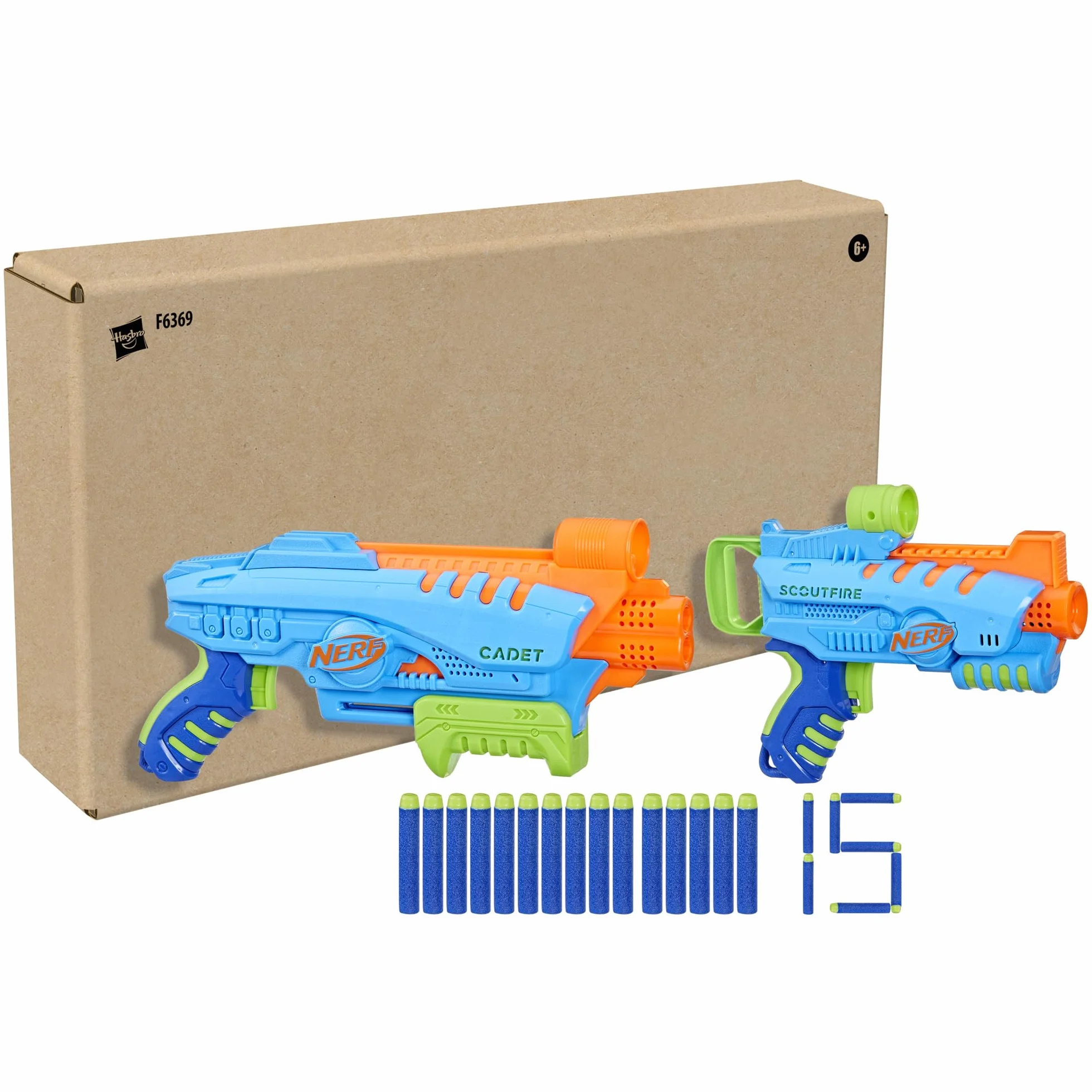 Nerf Elite Junior Ultimate zestaw startowy, 2 Easy-Play Blaster, 15 Nerf Elite, zabawka outdoorowa dla dzieci od 6 lat