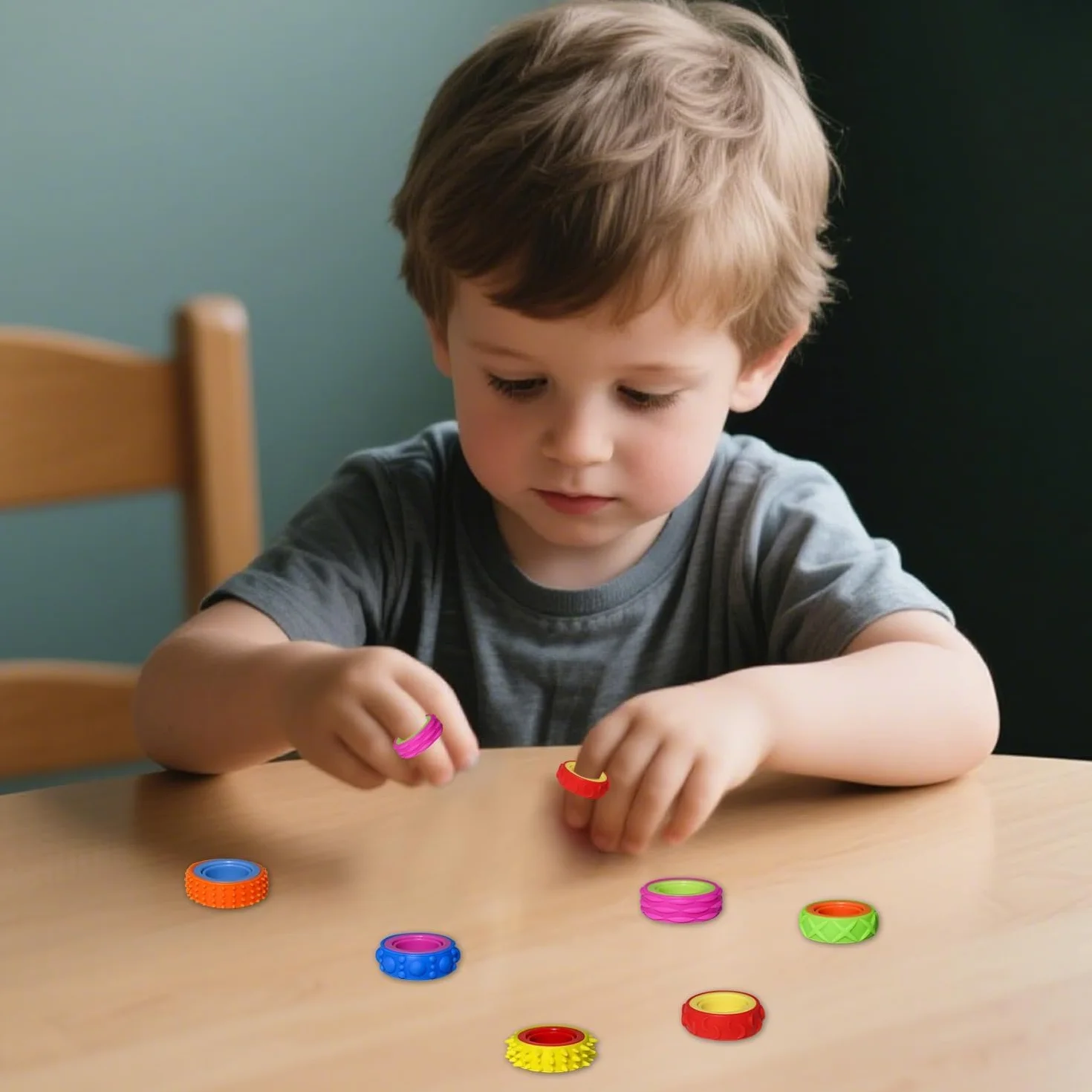 12 sztuk fidget zabawki antystresowe, pierścień antystresowy dla dzieci, sensoryczne zabawki Fidget, silikonowe zabawki łagodzące stres, pierścień do klasy, szkoły, biblioteki