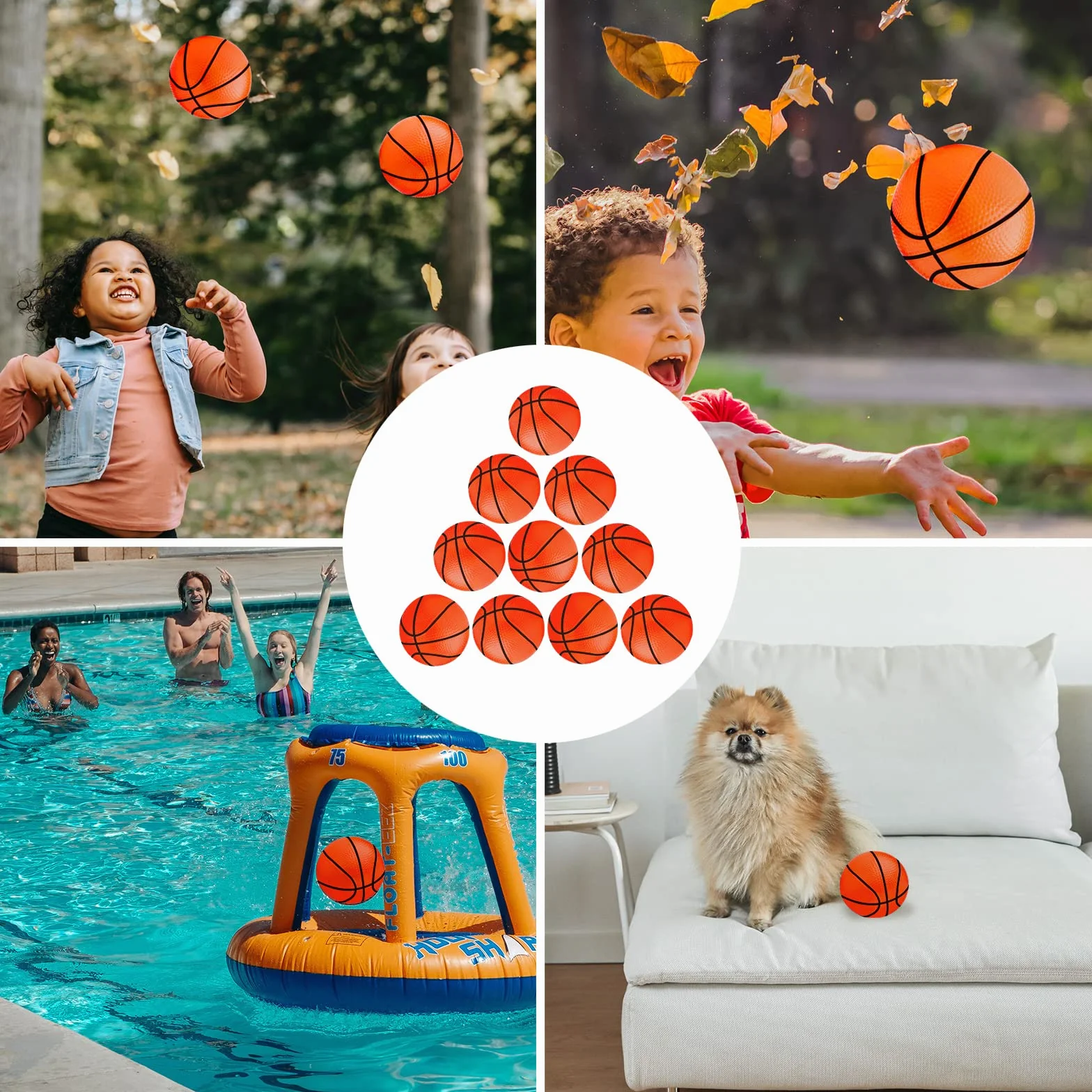 AIEX 10 Szt. 10 cm Mini Dmuchane Pilki do Koszykówki, Guma Mini Zabawka do Koszykówki z Inflatorem, Dmuchana Koszykówka Plazowa dla Dzieci Granie Cwiczenia (Pomaranczowy)