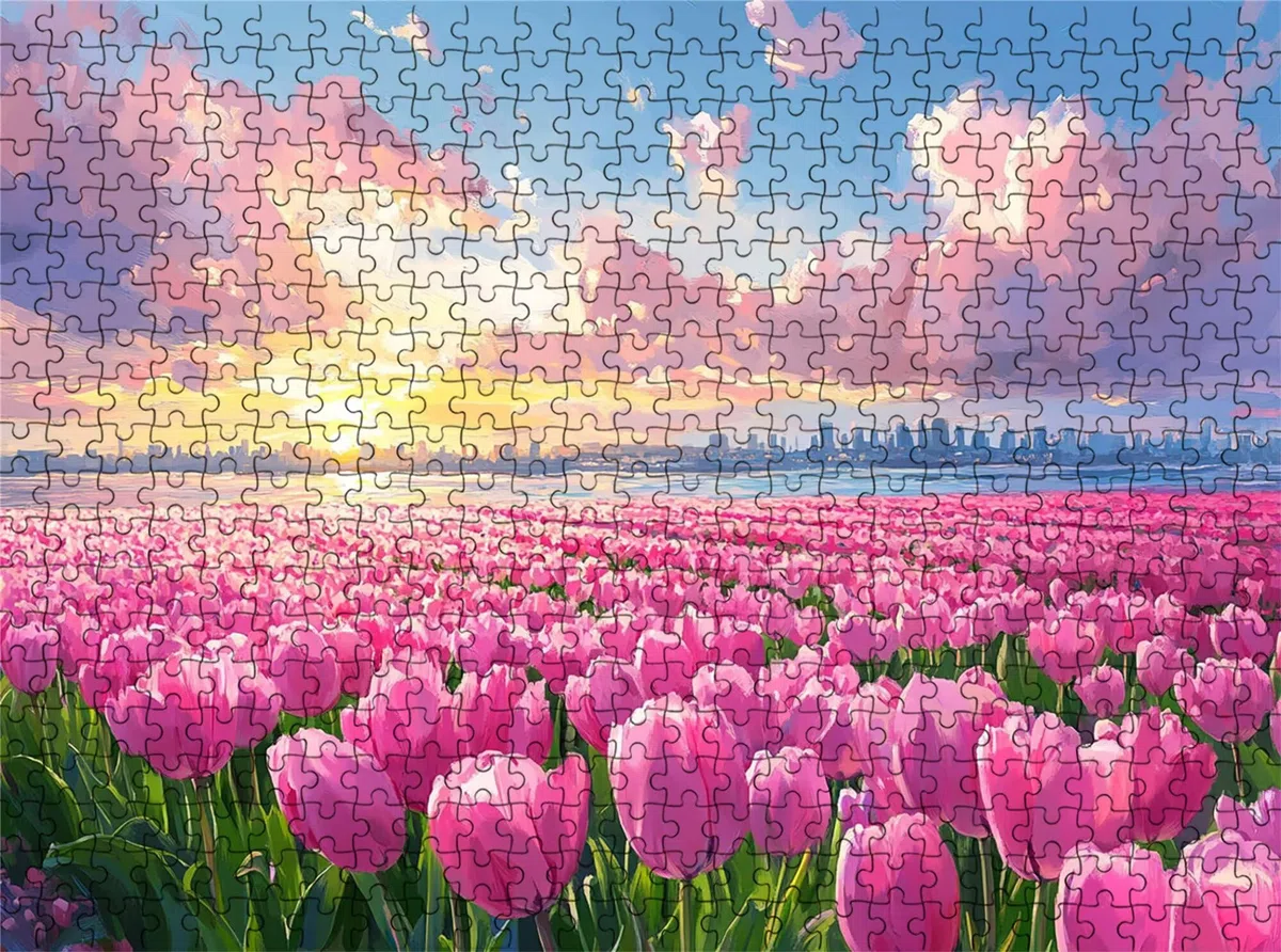 Puzzle 2000 elementów dla dorosłych, wymagająca zagadka, 99,5 x 70,5 cm, przepiękna dekoracja, puzzle, jakość premium i powierzchnia bez odbicia, prezent rodzinny temat: światło słoneczne tulipan s7h