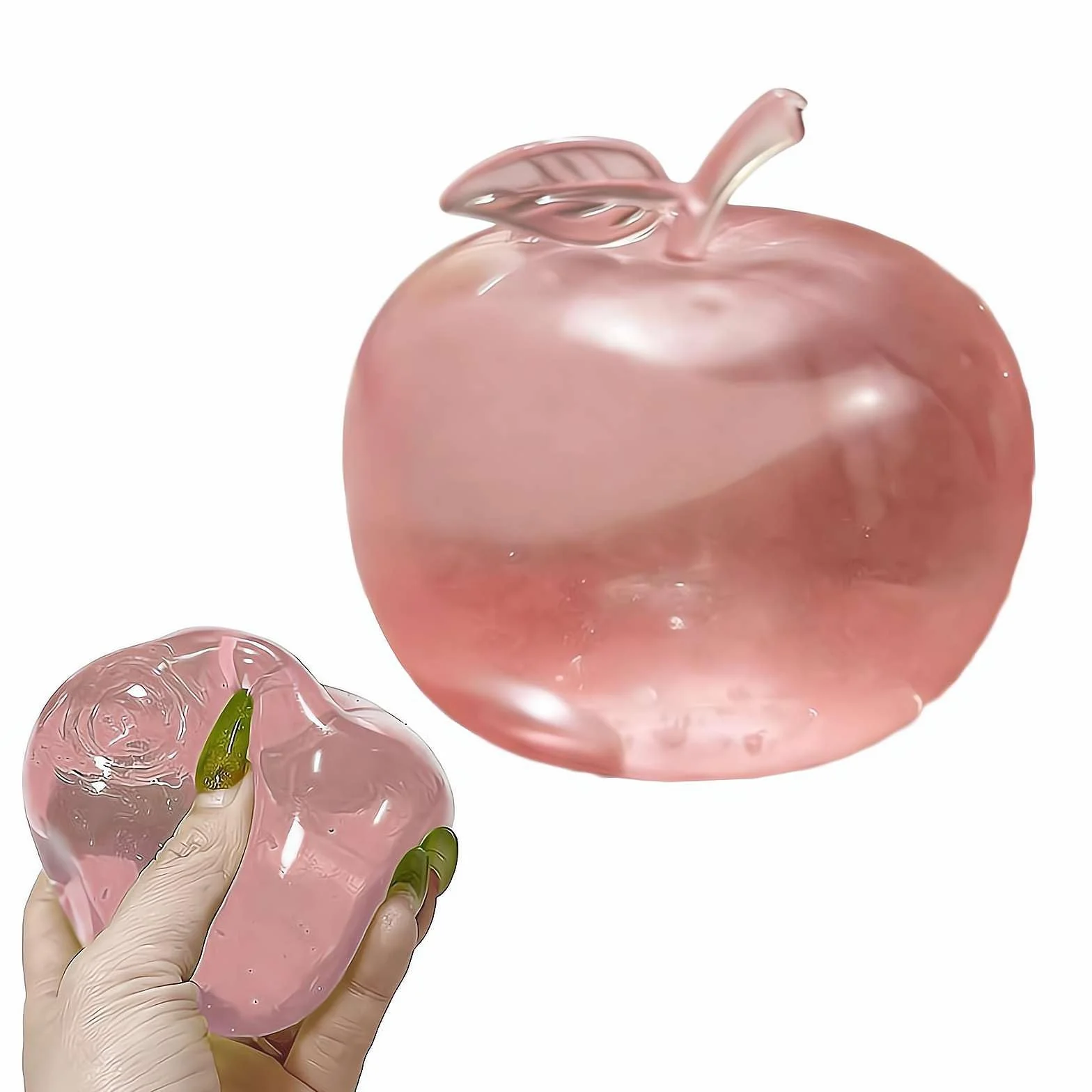 Squishies zabawki antystresowe, zielone / różowe jabłko, piłka antystresowa, zabawka dla dorosłych, łagodzenie lęku, zabawa sensoryczna, dekoracja biurka