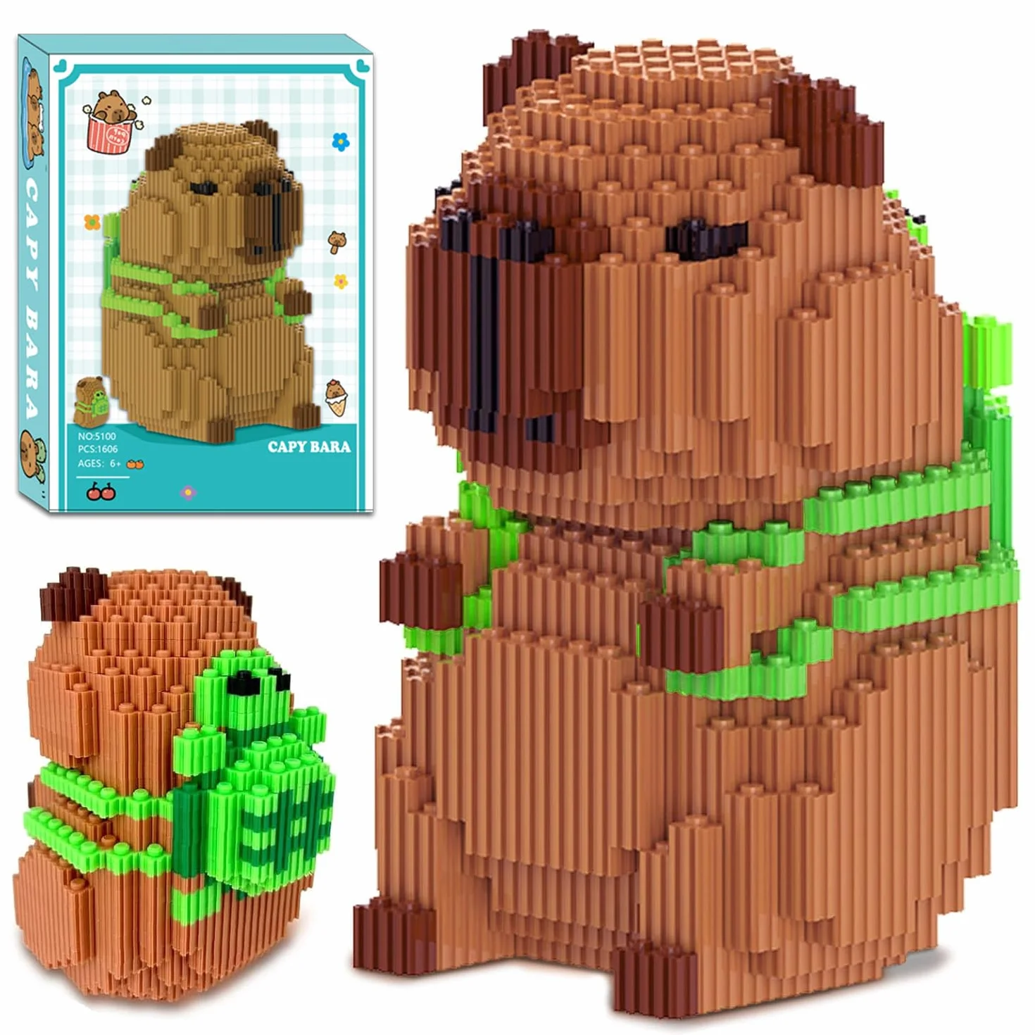 Mini klocki zaciskowe, zwierzęta Capybara, zabawka do budowania, bloki ze zwierzętami, mikro-building Capybara, klocki do samodzielnego montażu, dla dzieci i dorosłych, z podręcznikiem (1606