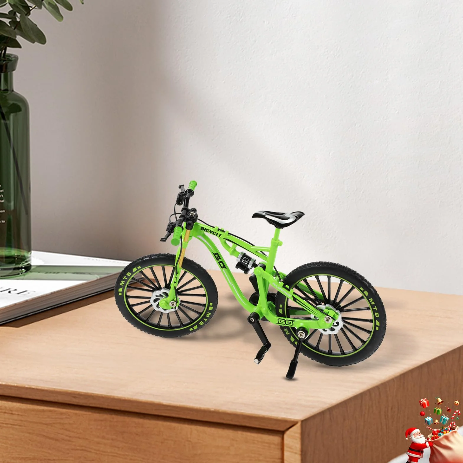 Skala 1:8, odlewany ciśnieniowo stop, mini rower górski, model, zabawka, palec, BMX, zabawka, dekoracja biurka, rękodzieło, dla miłośników jazdy na rowerze (zielony)